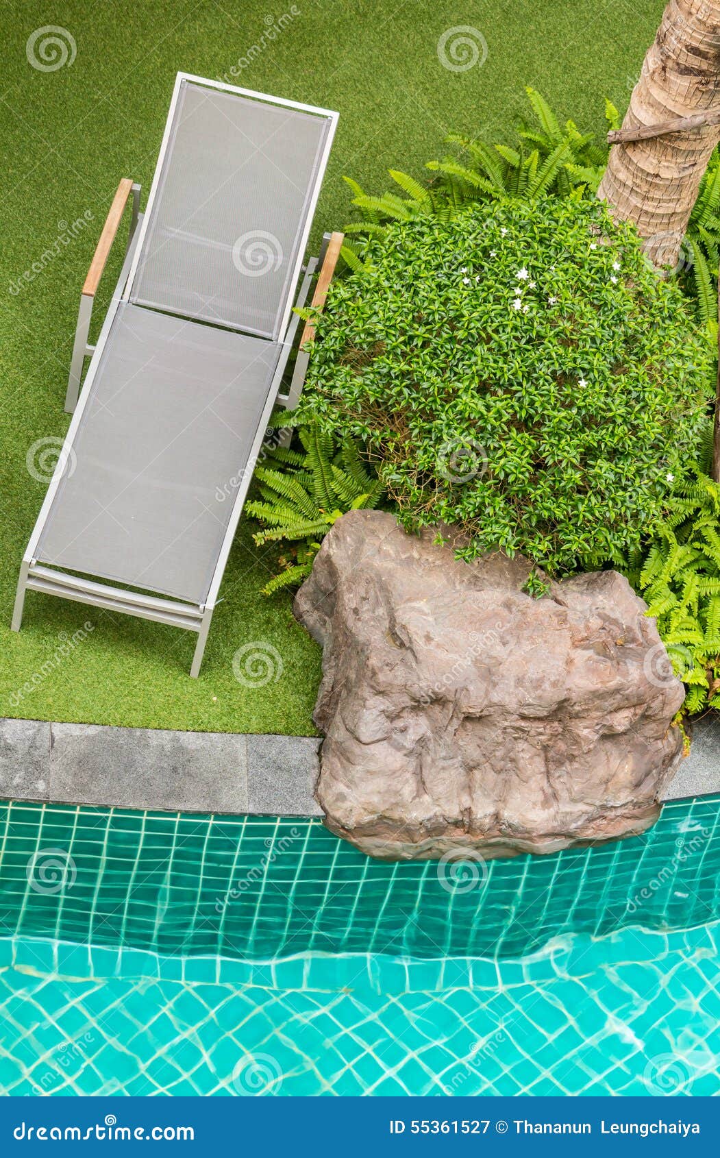 Swimming pool chair. stock image. Image of coconut, lawn 55361527
