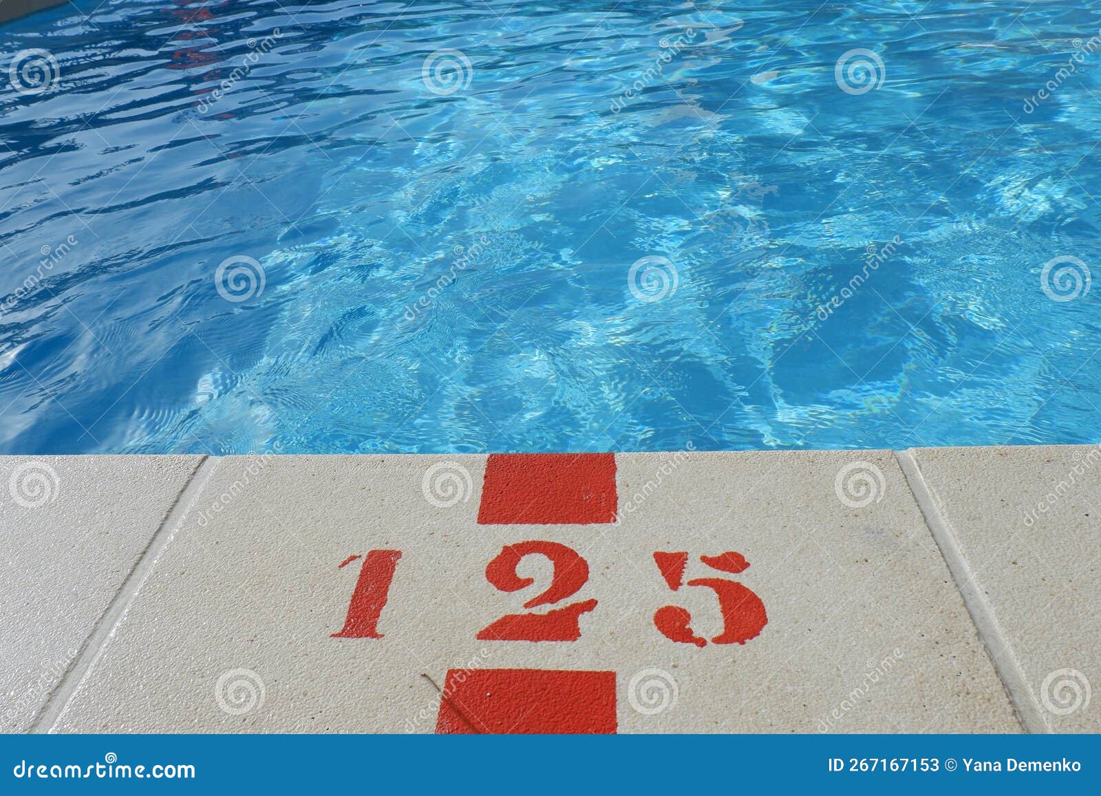 Swimming Pool Edge with Depth Mark 125 Stock Image Image of depth, mark 267167153