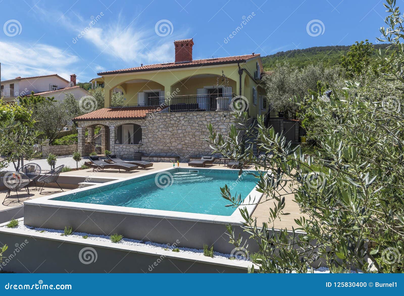 Holiday Home with Swimming Pool Stock Photo Image of relax, exterior