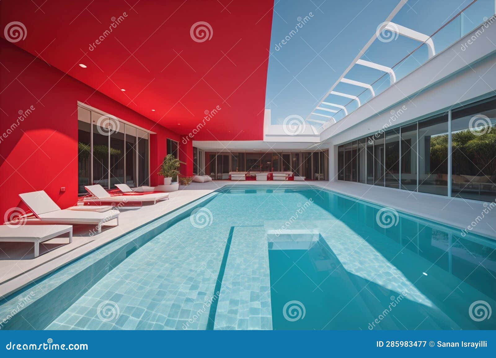 Swimming Pool in a Modern Villa, Ai Generative Stock Illustration Illustration of spacious