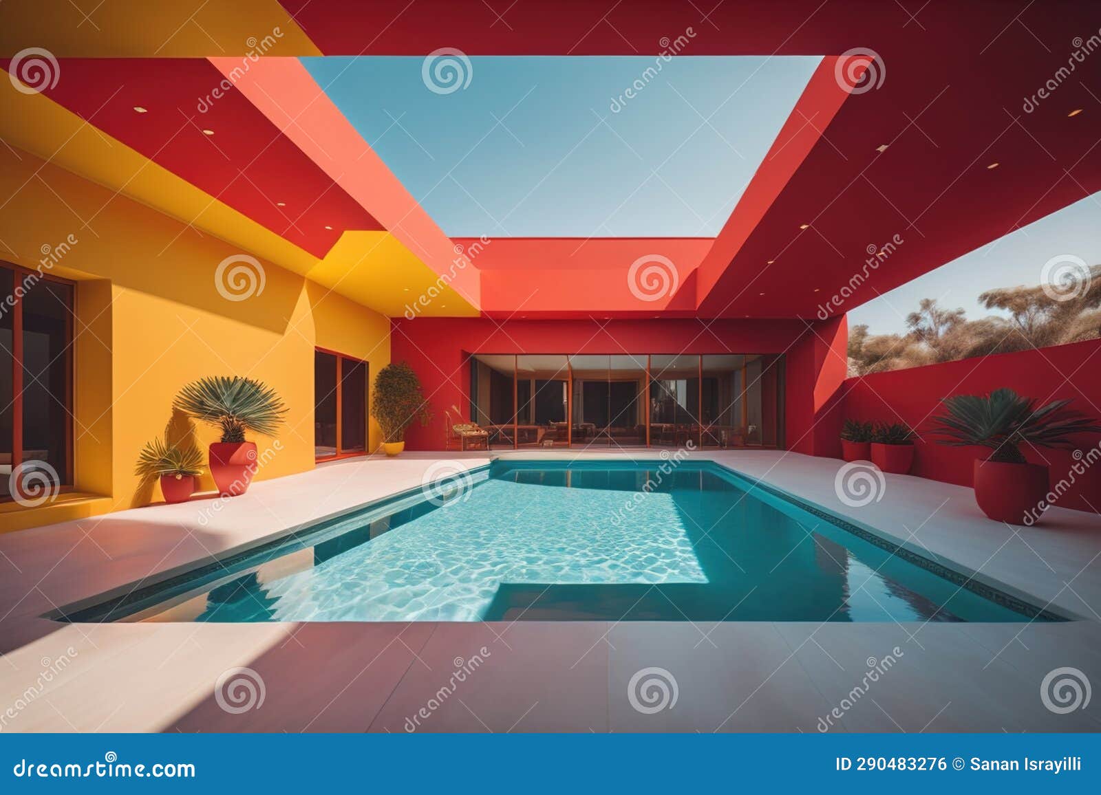 Swimming Pool in a Modern Villa, Ai Generative Stock Photo Image of architecture, beautiful