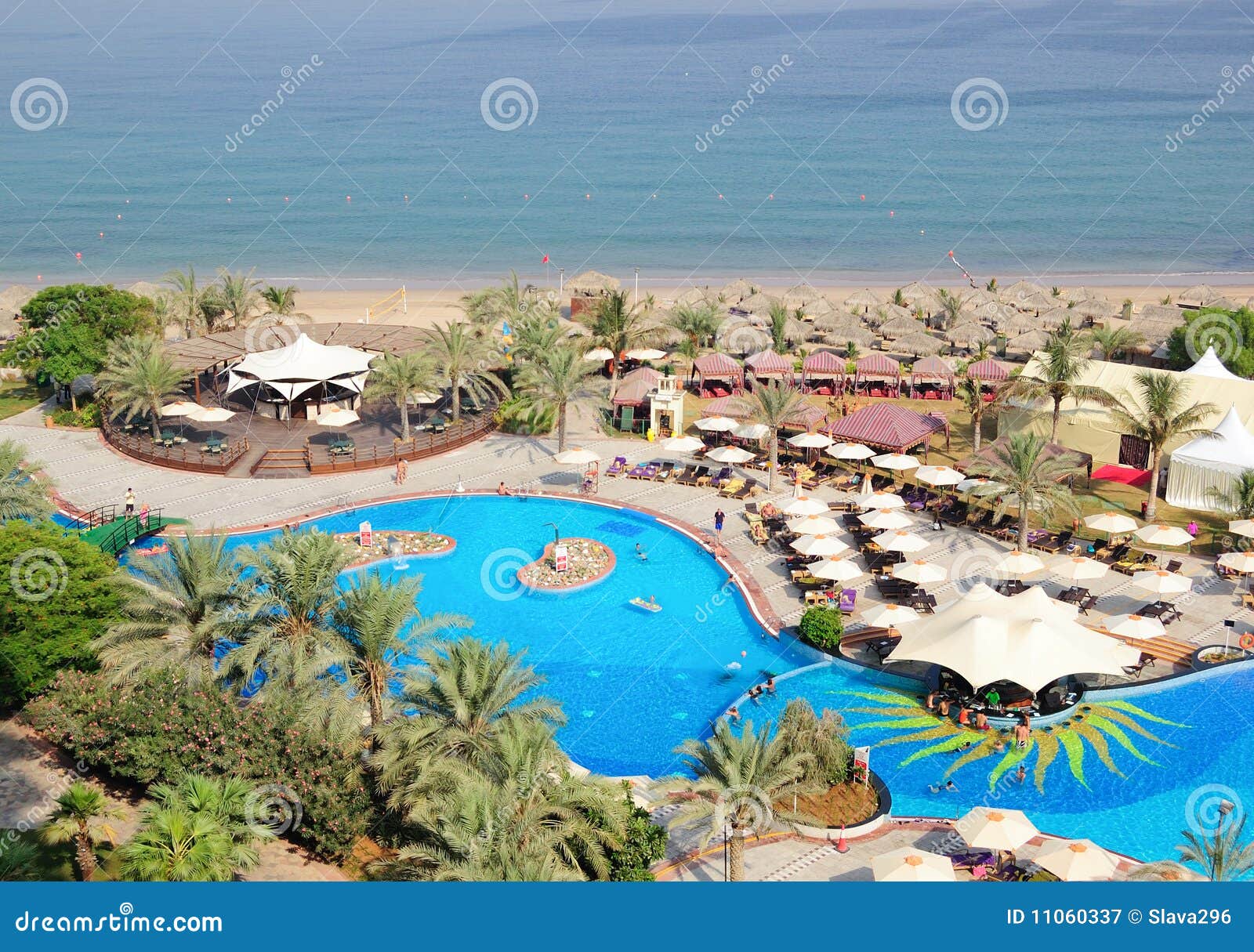 Swimming Pool with Snack Bar and Beach Stock Image Image of