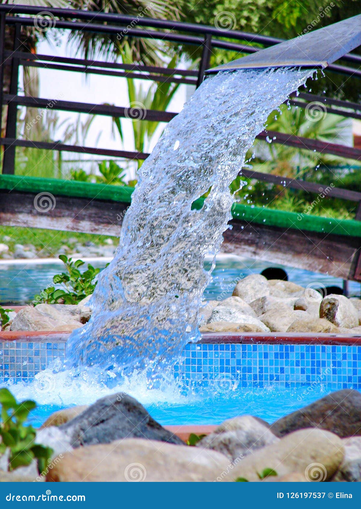 Swimming Pool in Spa with Waterfall Jet Stock Image Image of pool, freshness 126197537