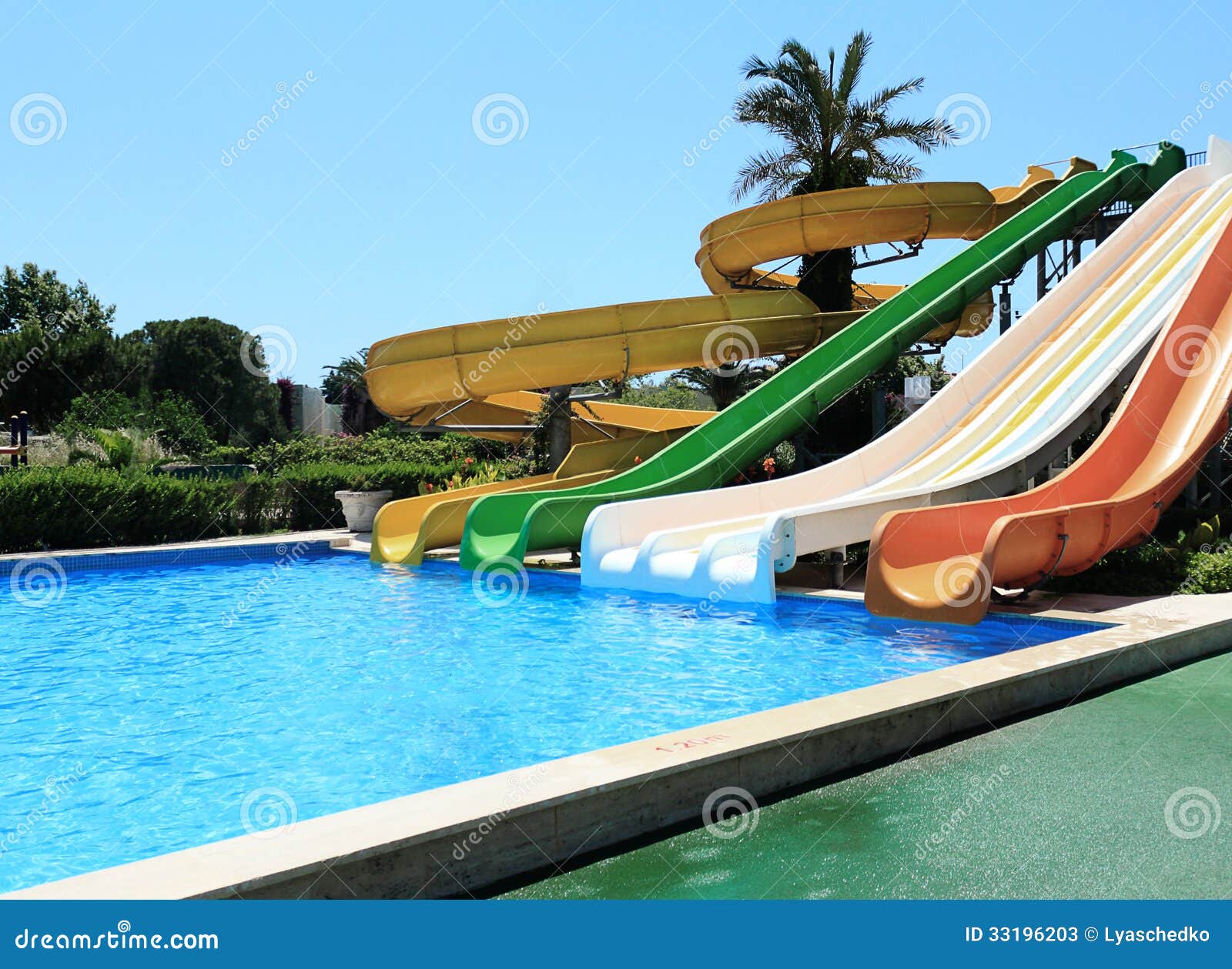 Swimming Pool with Water Attractions at the Resort. Stock Image Image
