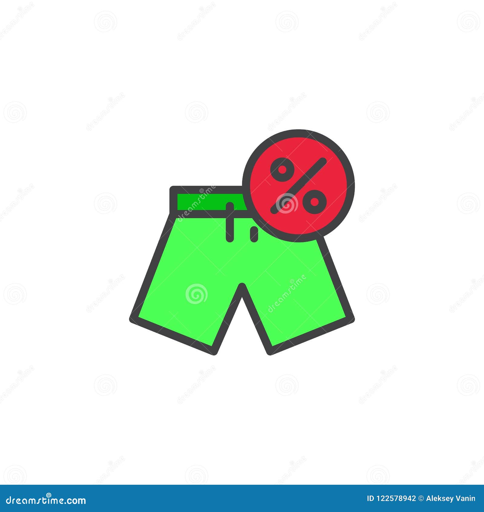 Swimming Trunks Discount Filled Outline Icon Stock Vector