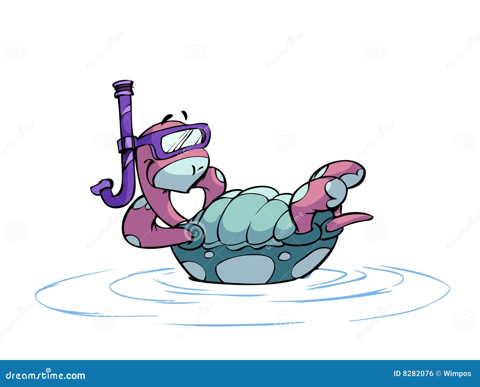 Swimming turtle. Cool sportive snorkling turtle in water