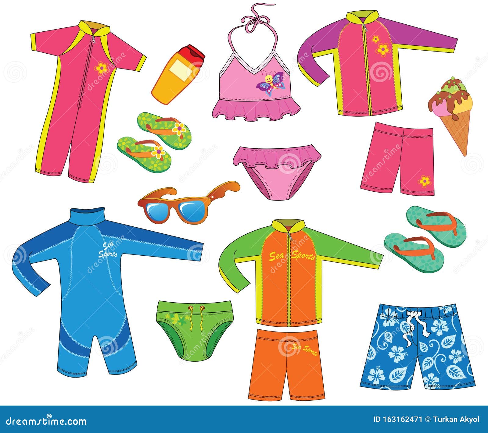 Swimsuit Collection. Boy and Girl Stock Vector - Illustration of people ...