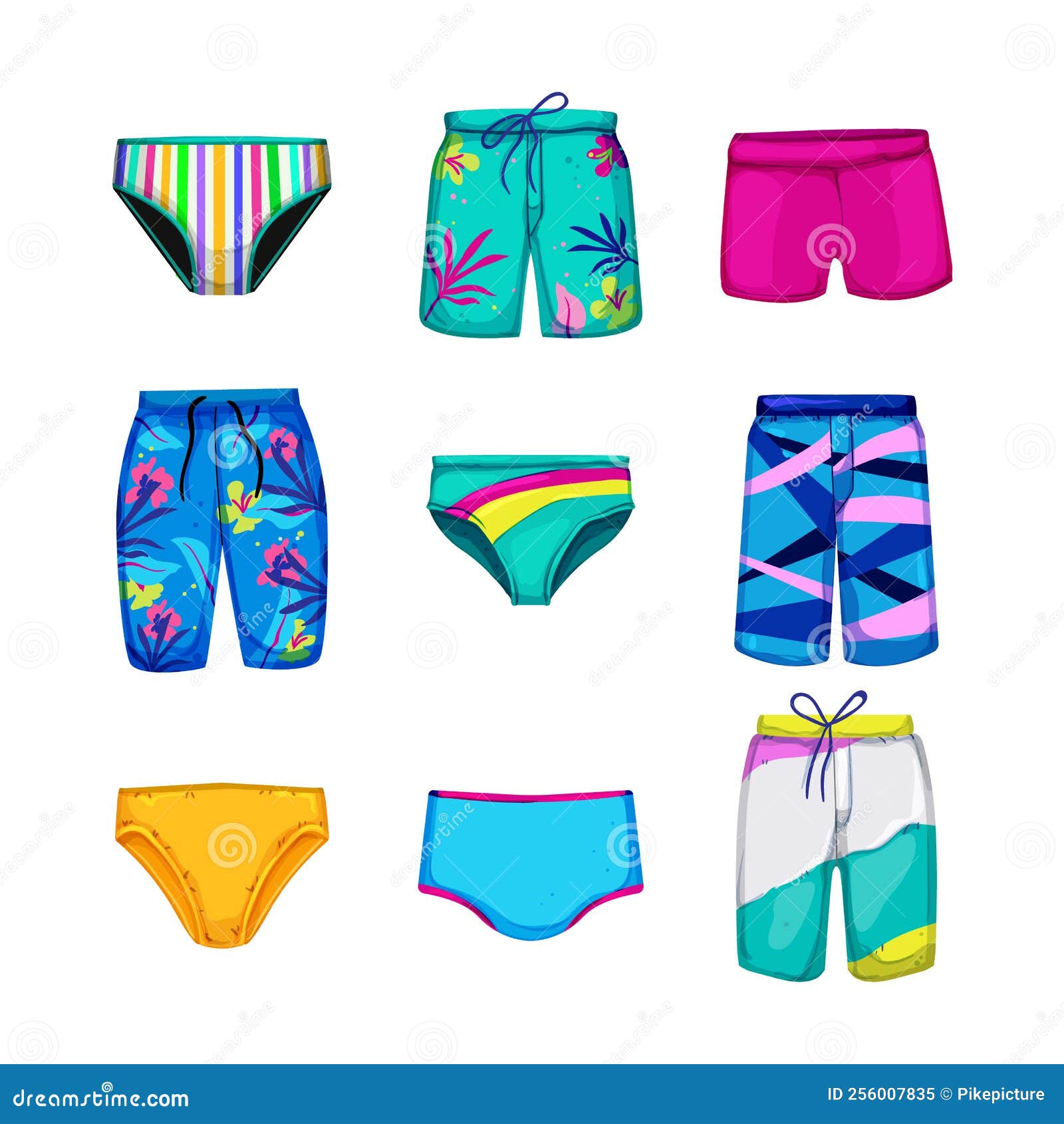 Swimsuit Men Set Cartoon Vector Illustration Stock Vector ...