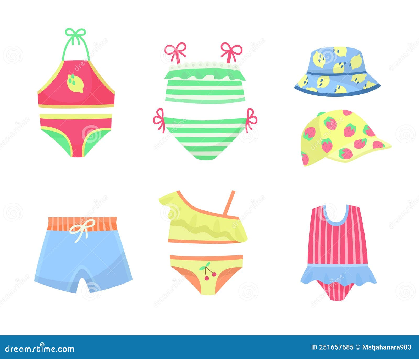 Swimsuits for Children Vector Illustrations Set Stock Vector ...