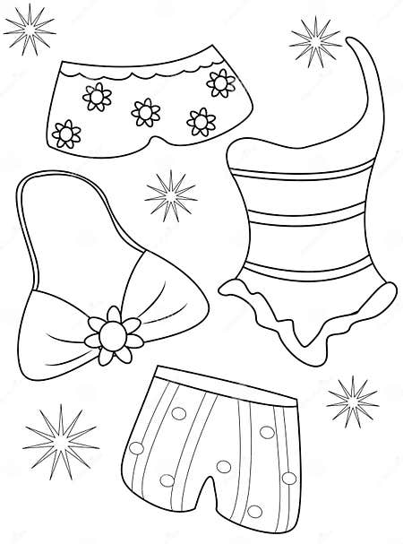 Swimsuits coloring page stock illustration. Illustration of clean ...