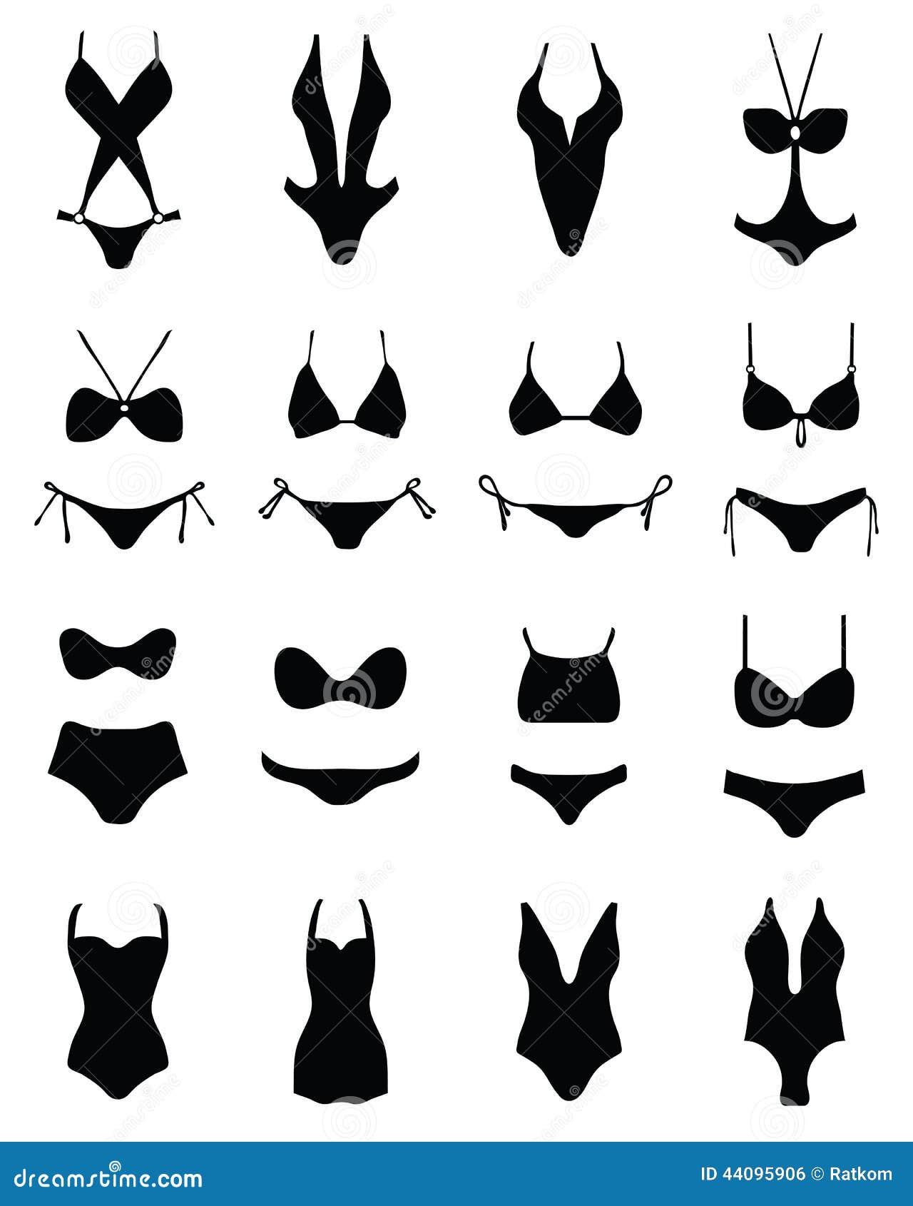 Silhouettes Of Swimwear And Bikini RoyaltyFree Stock Photography