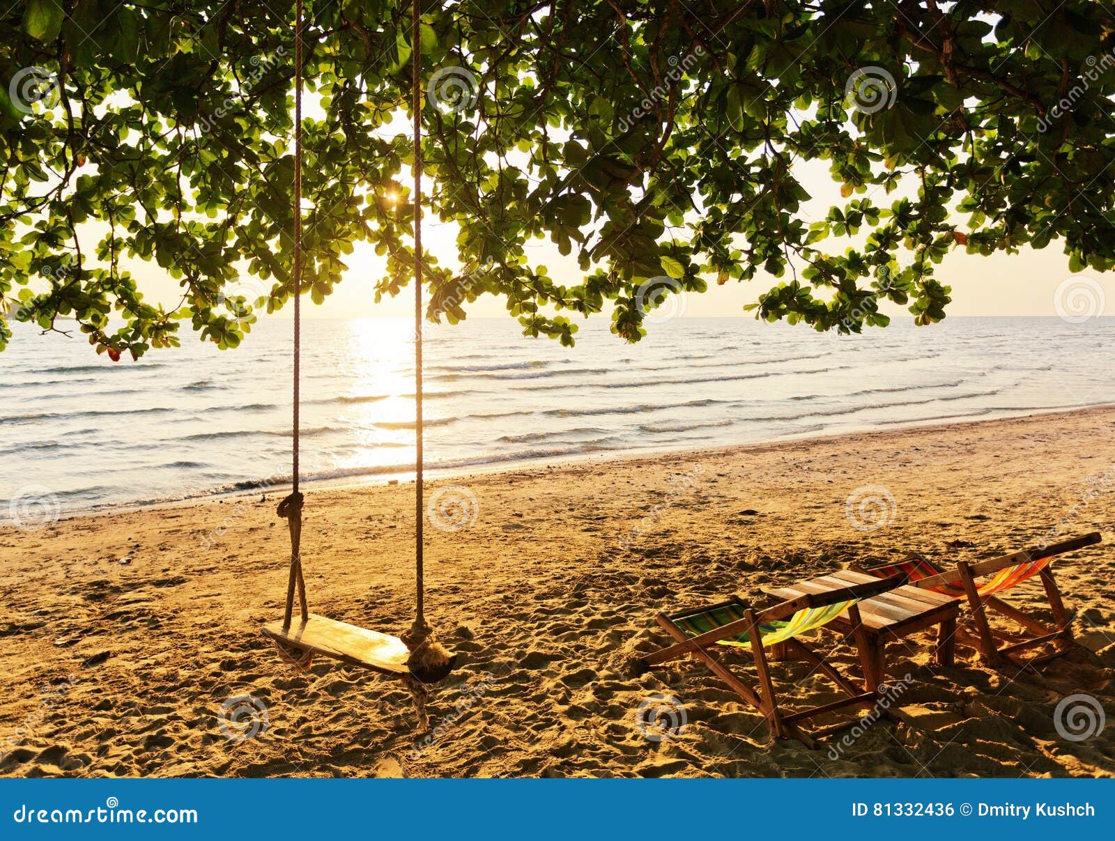 Swing at the beach stock photo. Image of orange, island 81332436