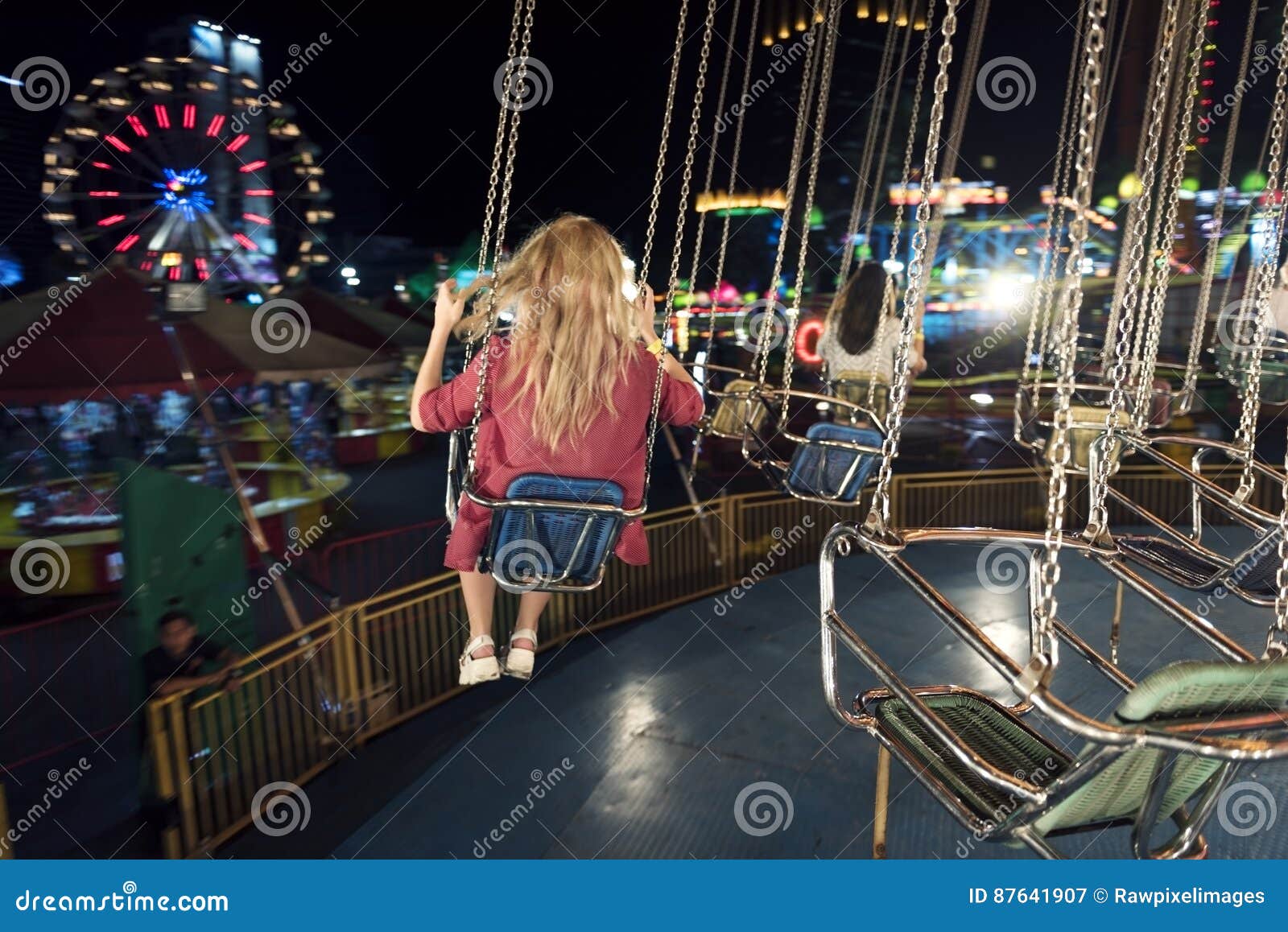 Swing Spinning Amusement Carnival Enjoyment Concept Stock Image Image