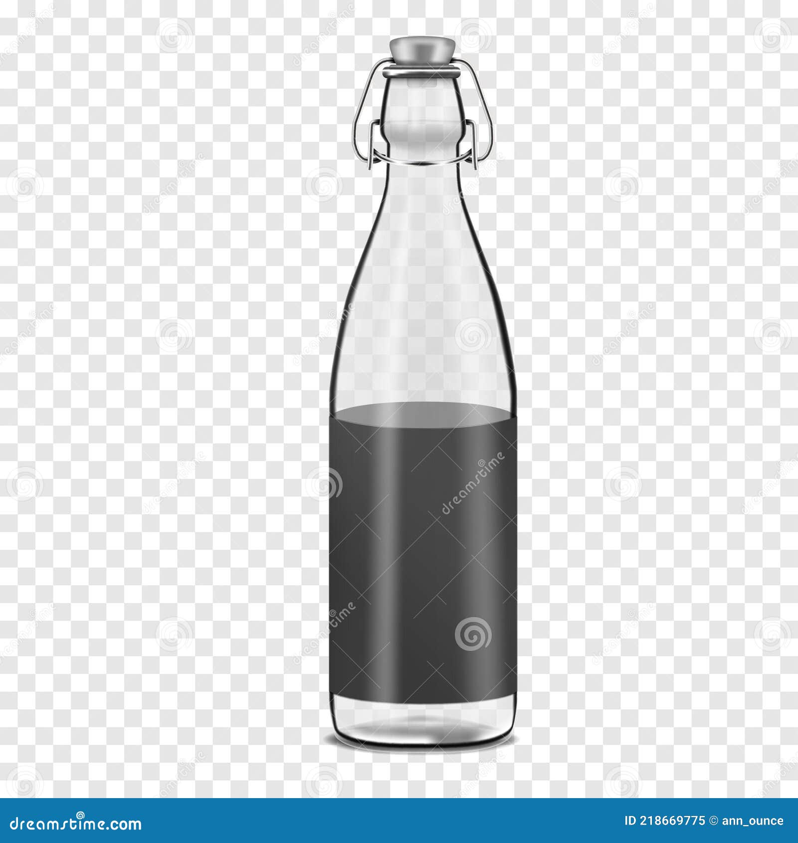 Download Swing Top Empty Glass Bottle With Blank Black Label On Transparent Background Vector Mockup Clear Swingtop Bottle With Stopper Stock Vector Illustration Of Milk Bottle 218669775