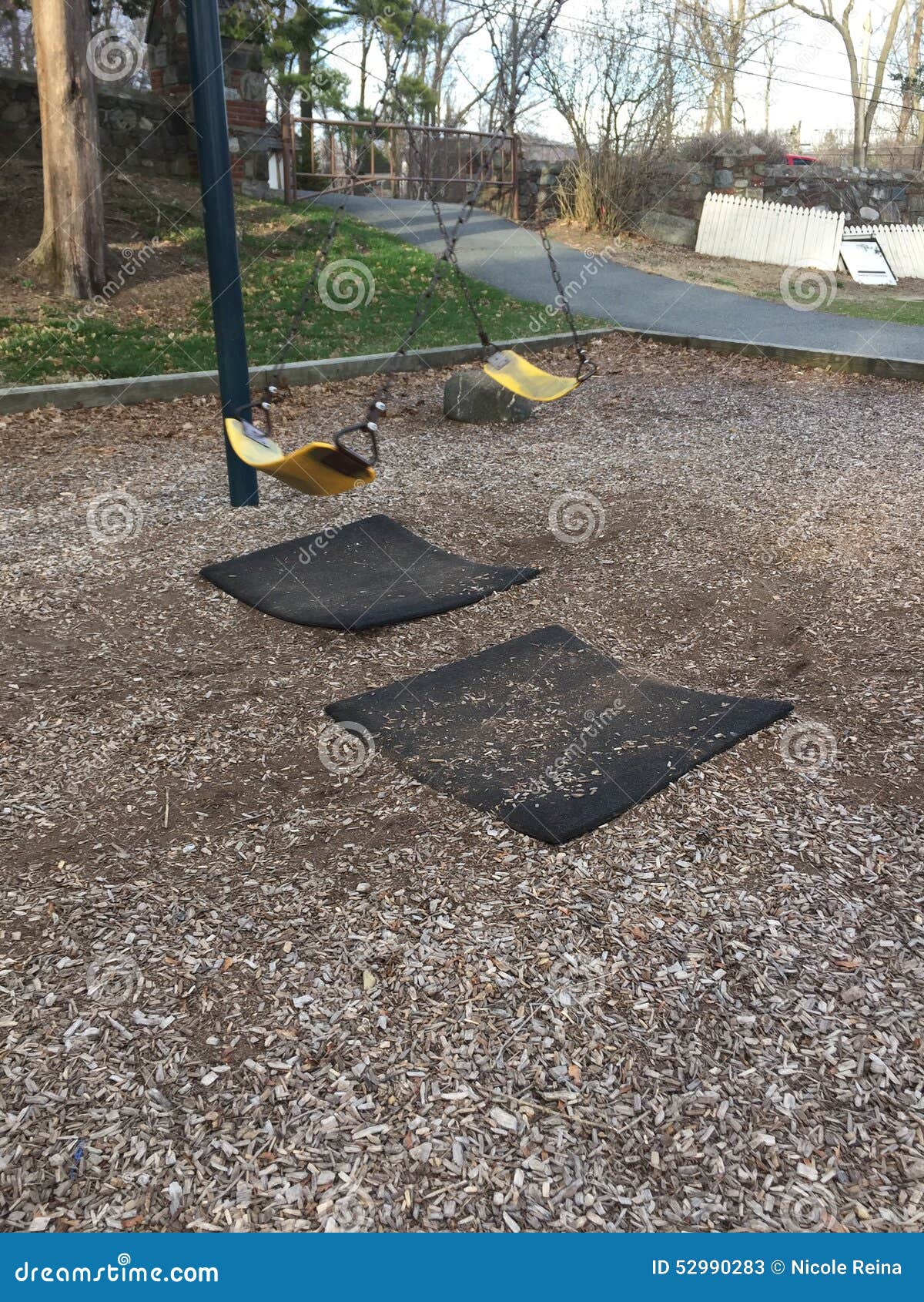 Swings Swinging stock image. Image of kids, equipment 52990283