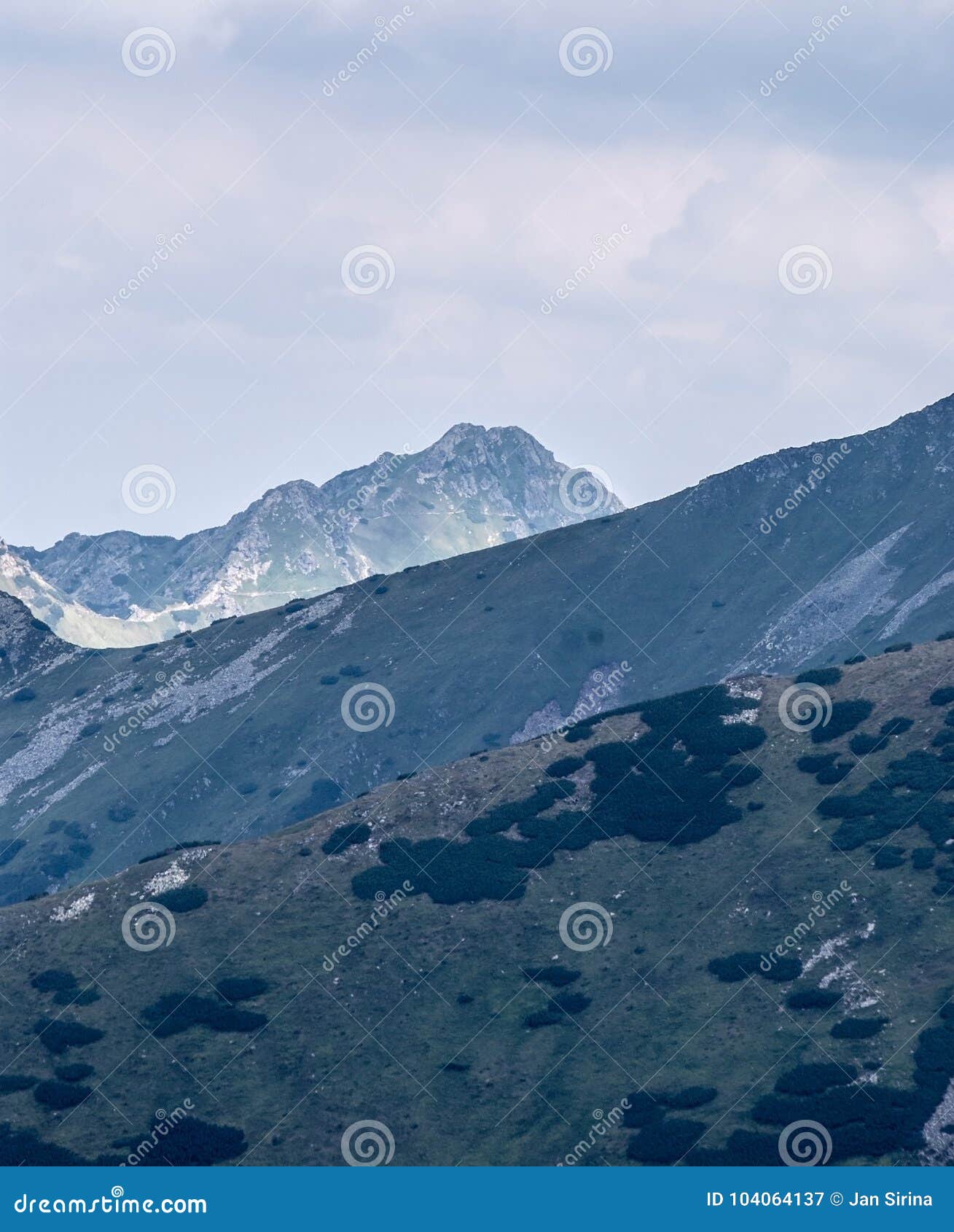 swinica mountain peak from bystre sedlo pass in tatra mountains