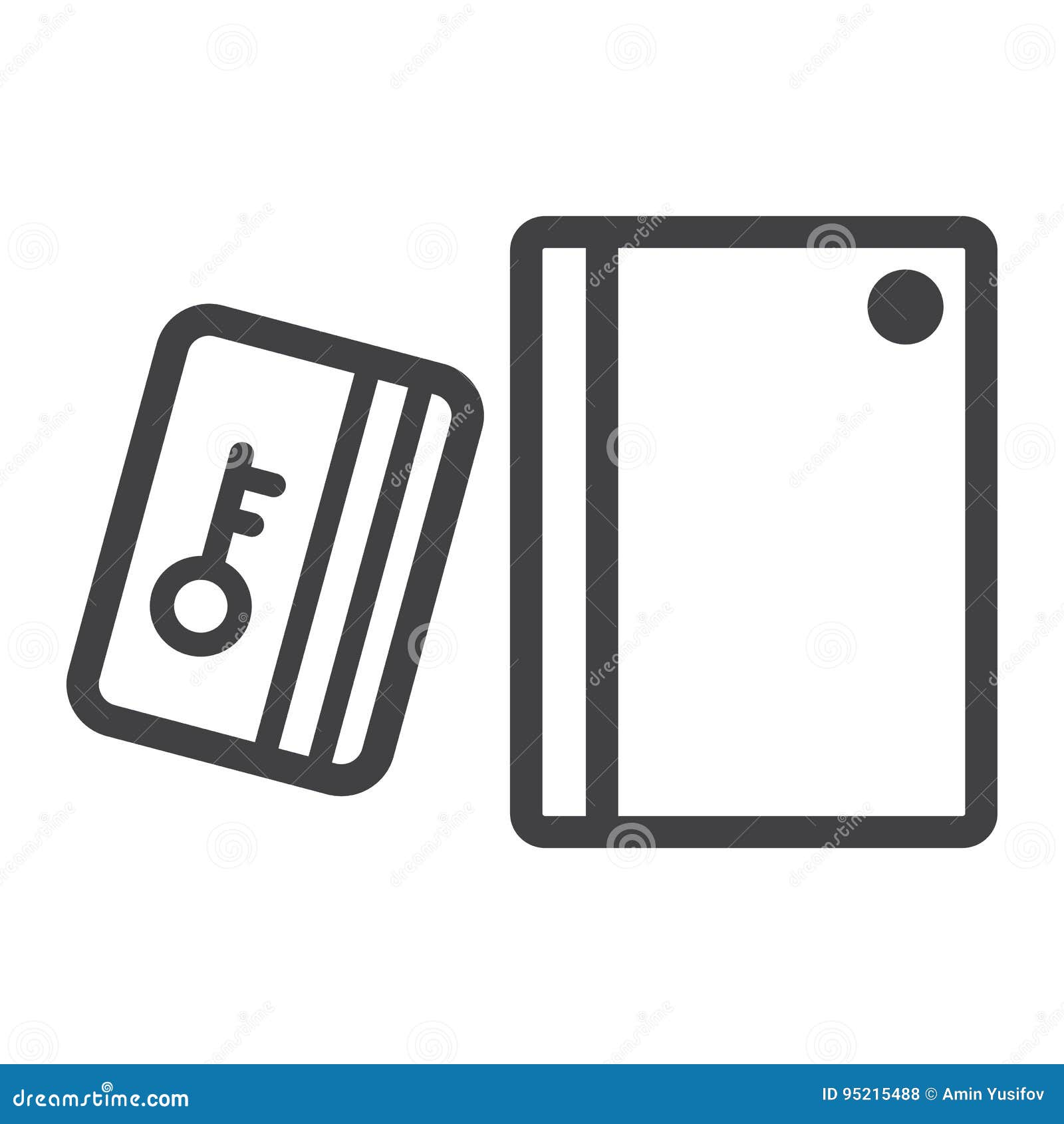 Access card reader sign outline icon. Clipart image isolated on white  background Stock Vector