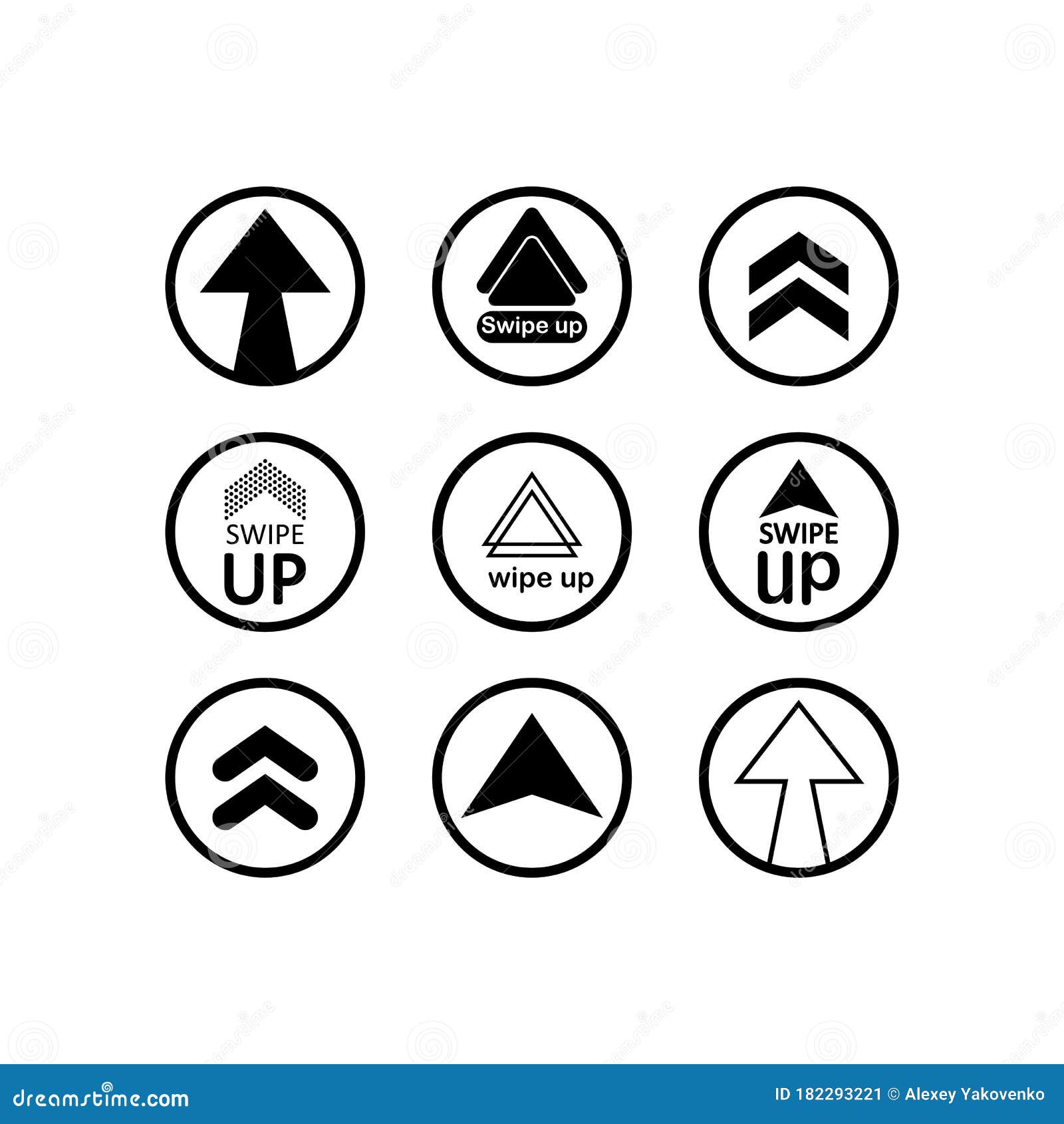 swipe up, arrow up icon modern button for web or appstore  black   on white background.  eps 10