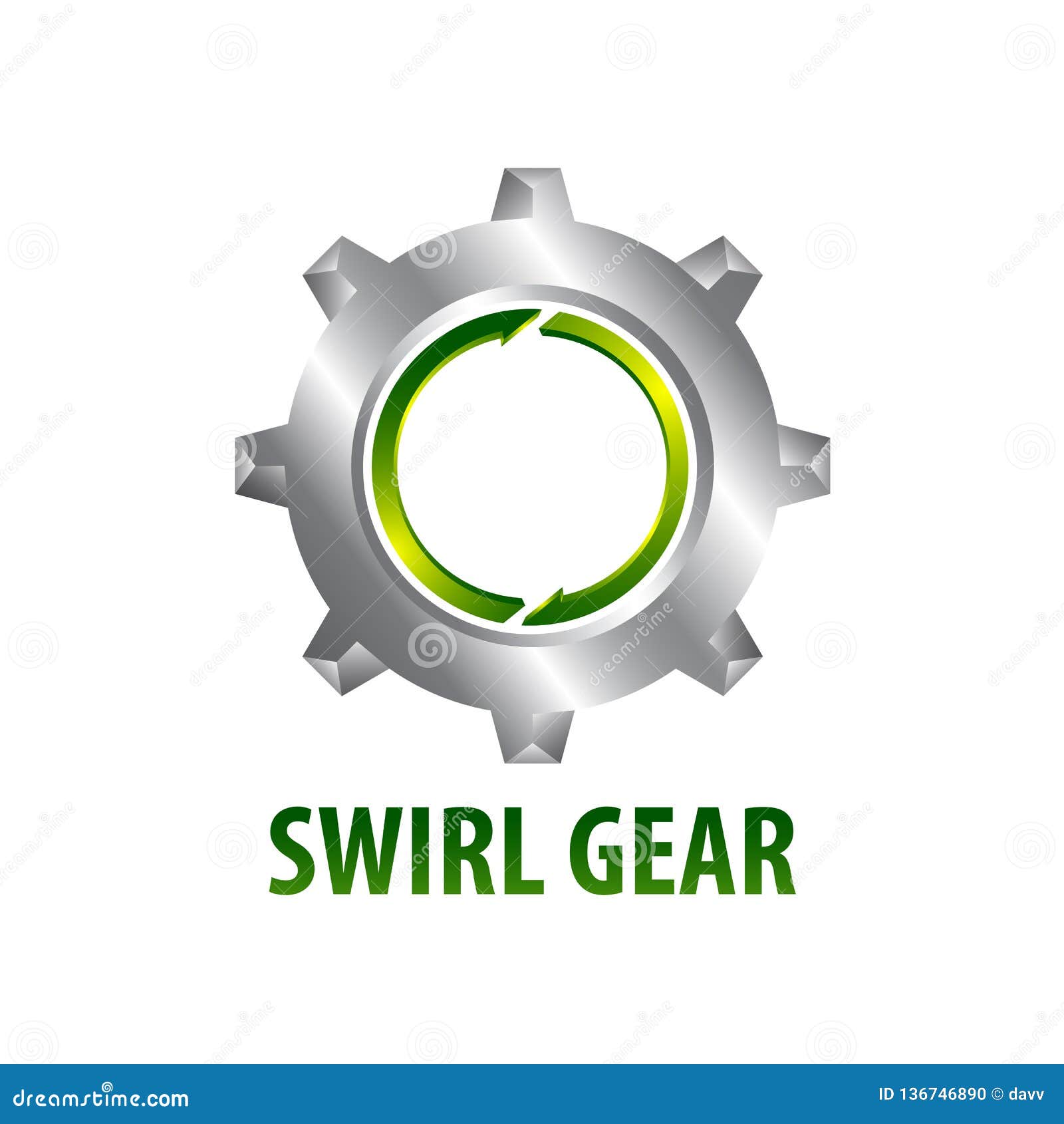 Swirl Gear Logo Concept Design Three Dimensional Style. Symbol Graphic