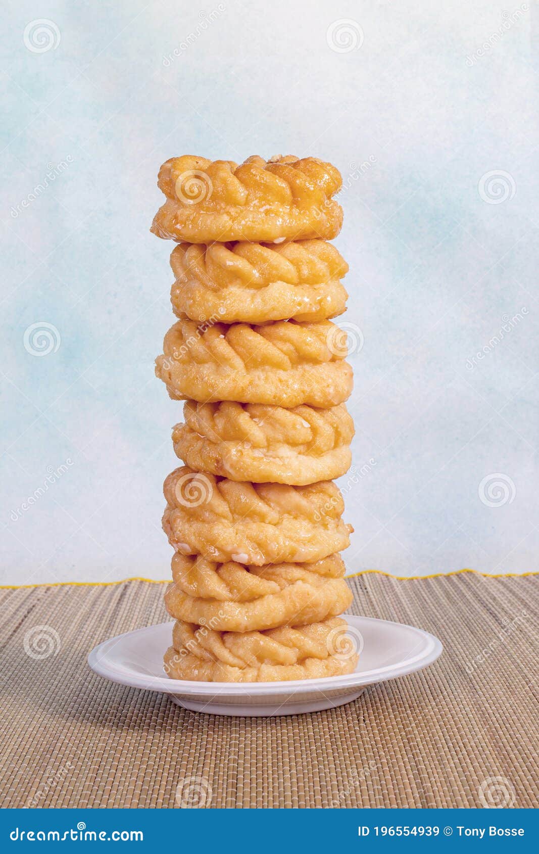 Swirl Glazed Donuts Tower stock image. Image of dessert 196554939