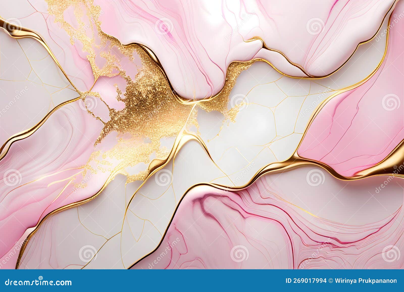 Swirl of Pink Gold Marble Abstract Background, Liquid Marble