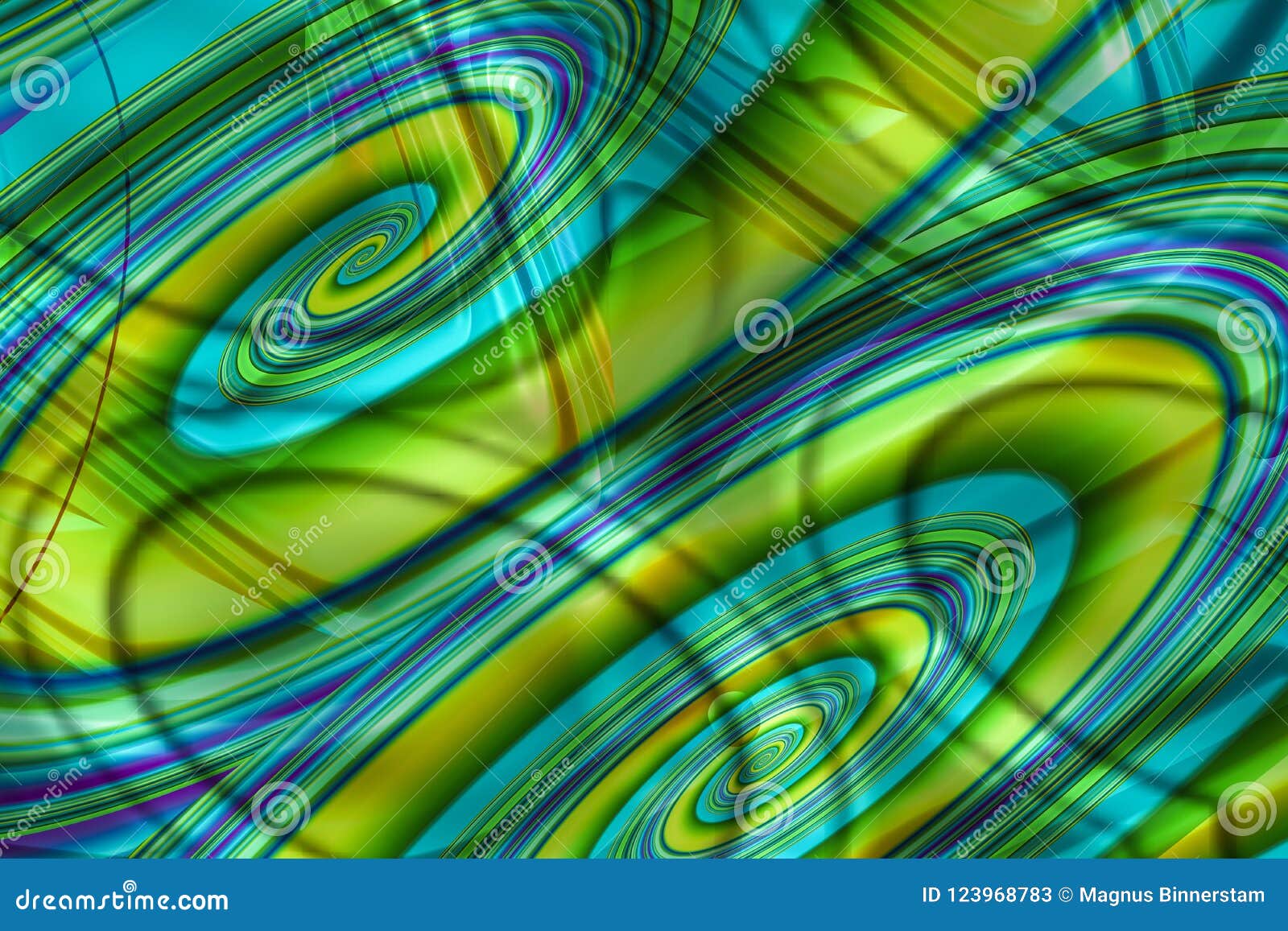Swirl Shaped Abstract Background in Green and Blue Stock Illustration
