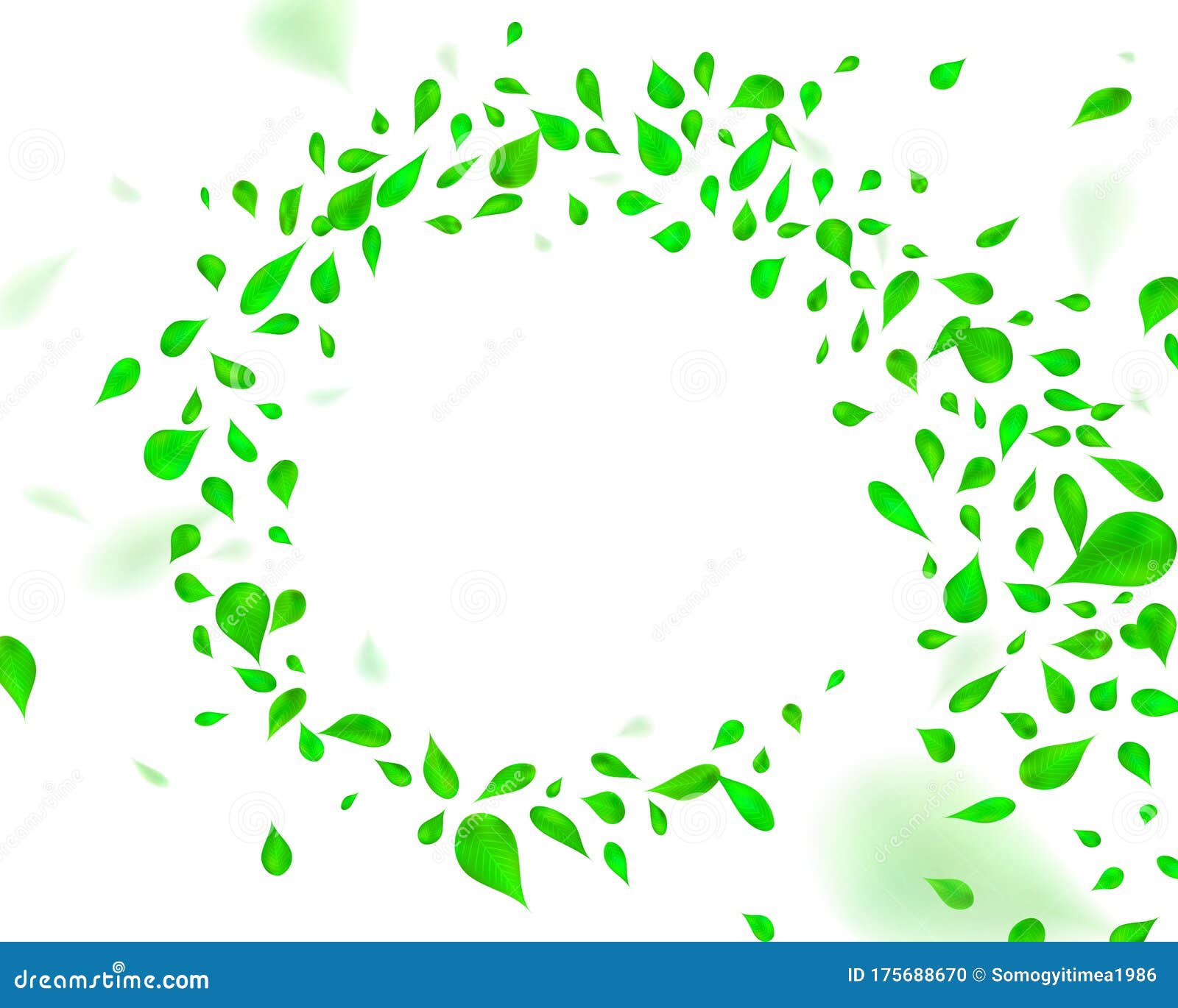 swirling green leafs in the wind.