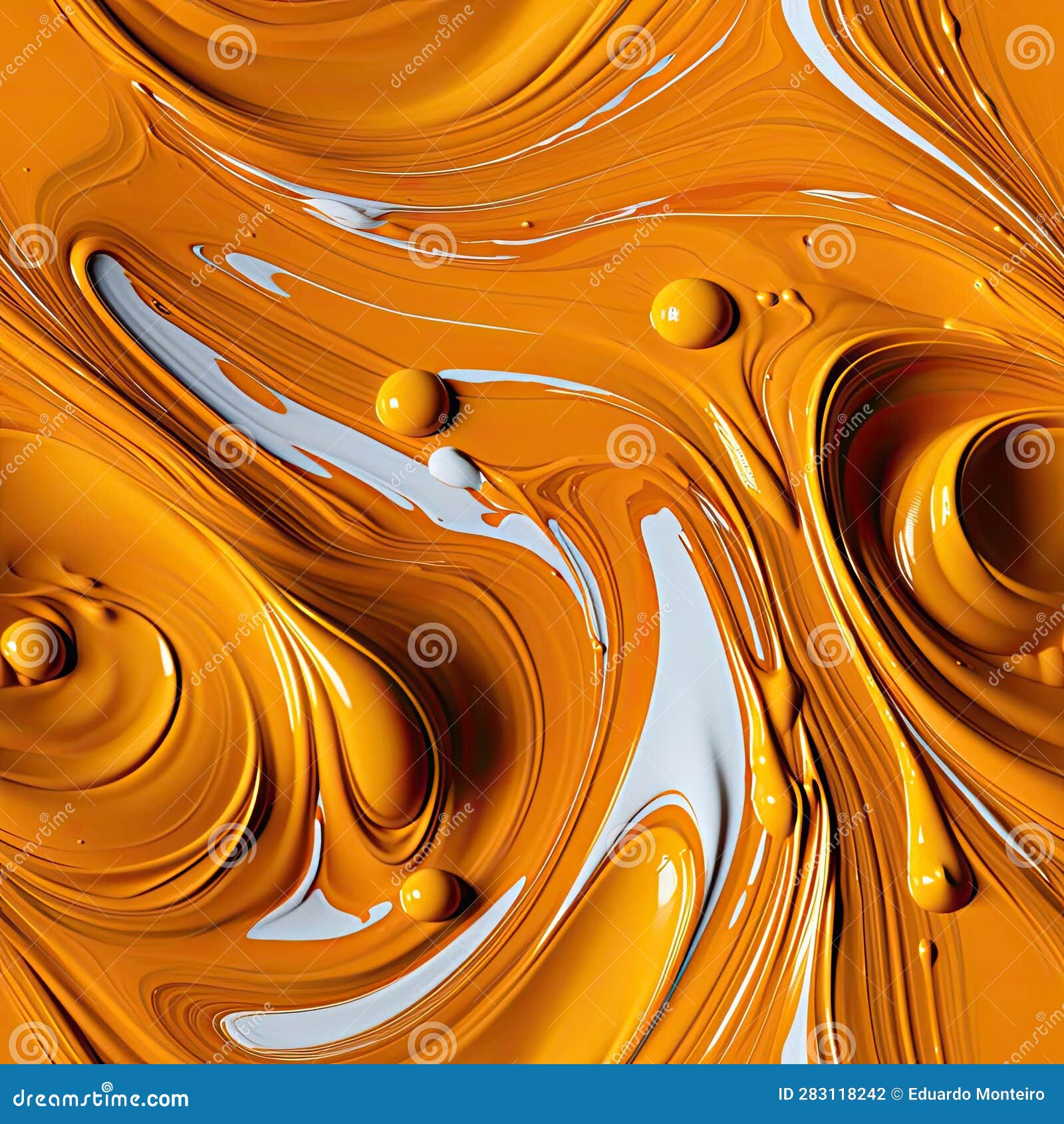 Swirling Watery Patterns of Orange Paint (tiled) Stock Illustration