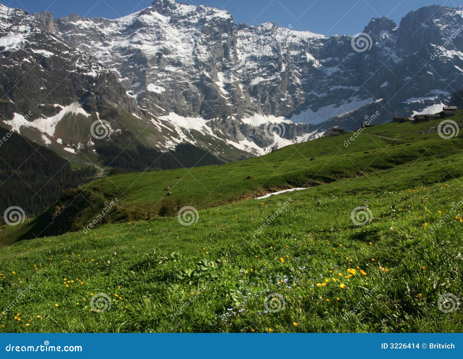 Swiss alpine hills stock photo. Image of snowy, hills 3226414