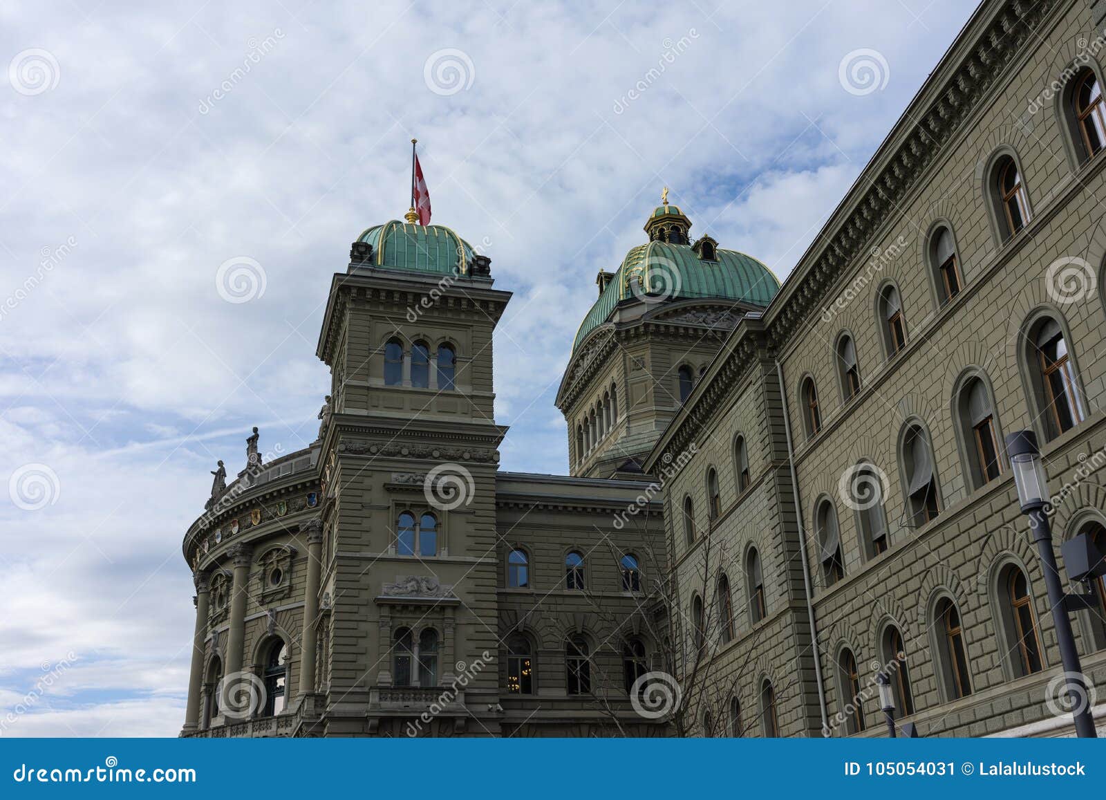Swiss Parliament Building Called Bundeshaus In Berne With