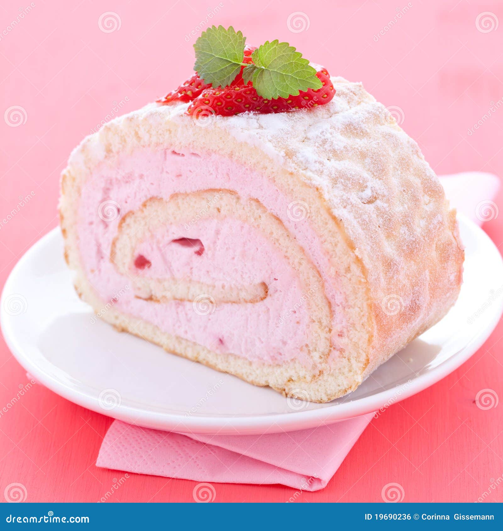 Swiss roll with strawberry stock photo. Image of roll 19690236