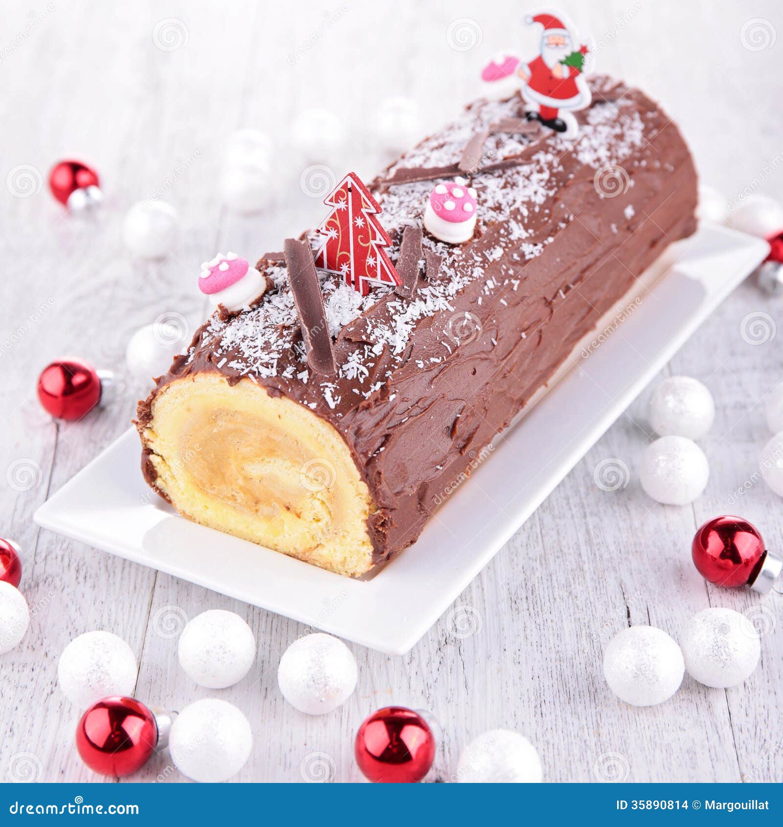 Swiss roll, yule log stock photo. Image of christmas 35890814