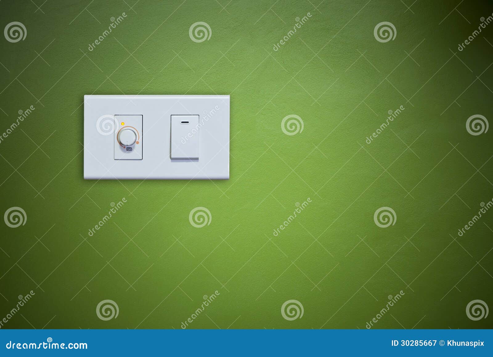 Switch on Electric Appliance on Green Wall Stock Image Image of house