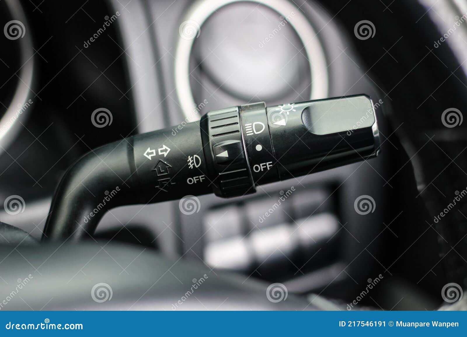 Switch Off Lights in a Car. Closeup Car Integrated Turning Indicator