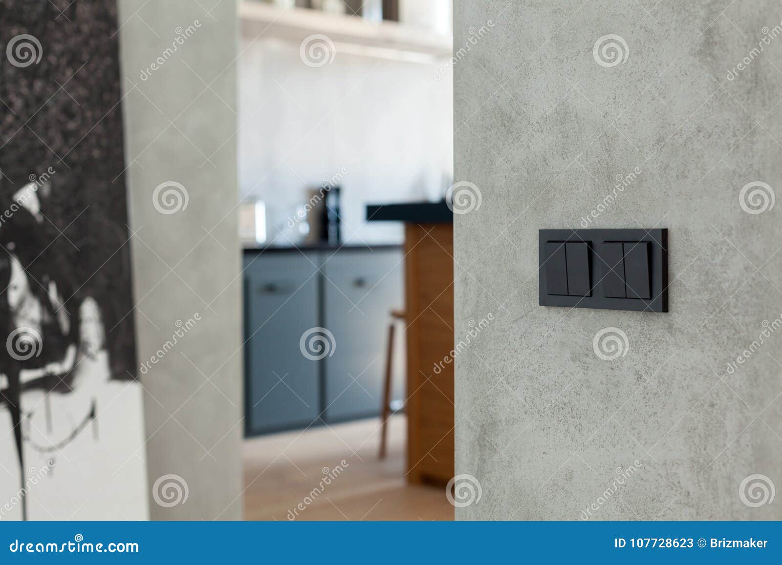 Switch and Socket in the Kitchen Background. Stock Image Image of