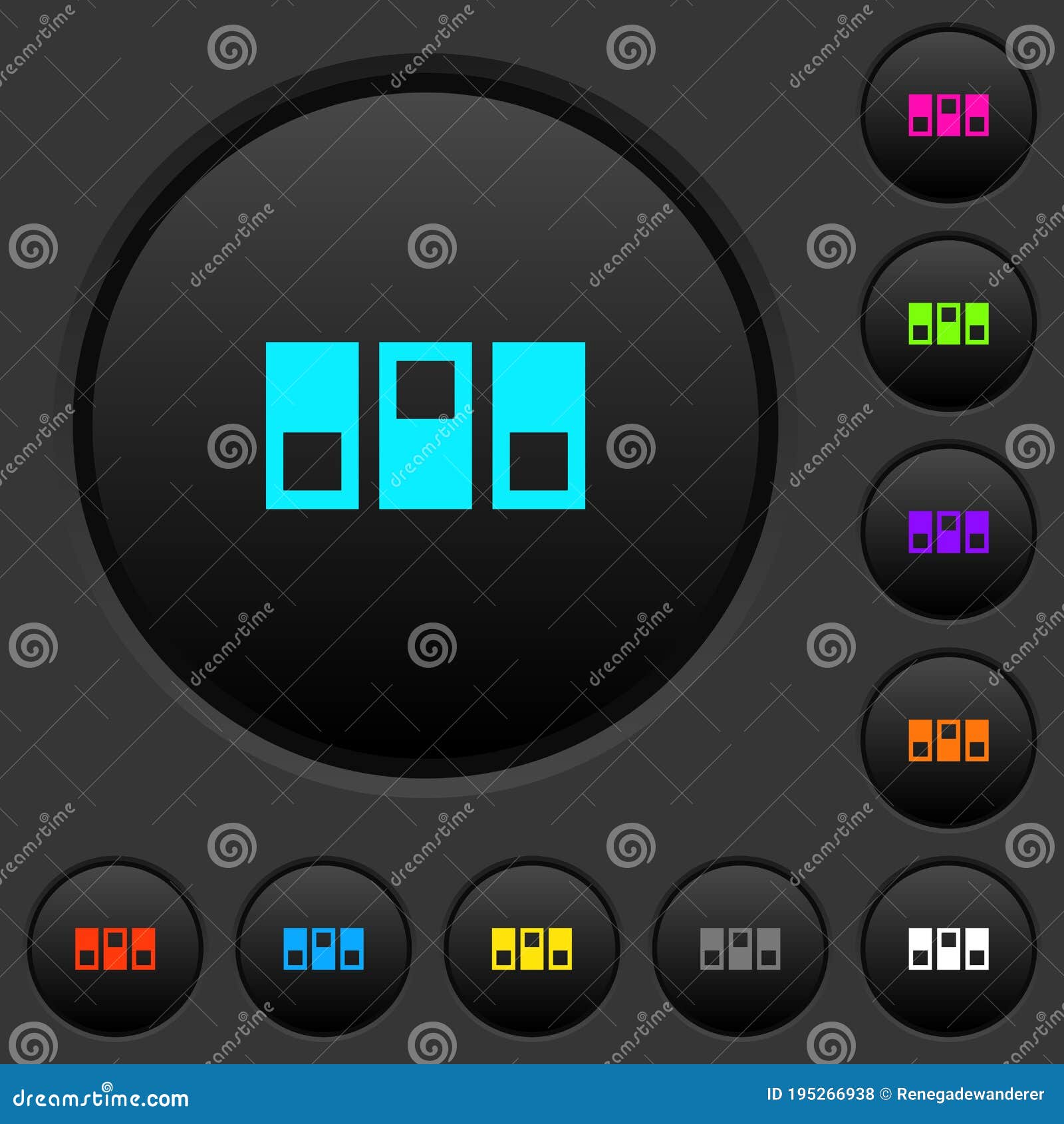 switchboard dark push buttons with color icons