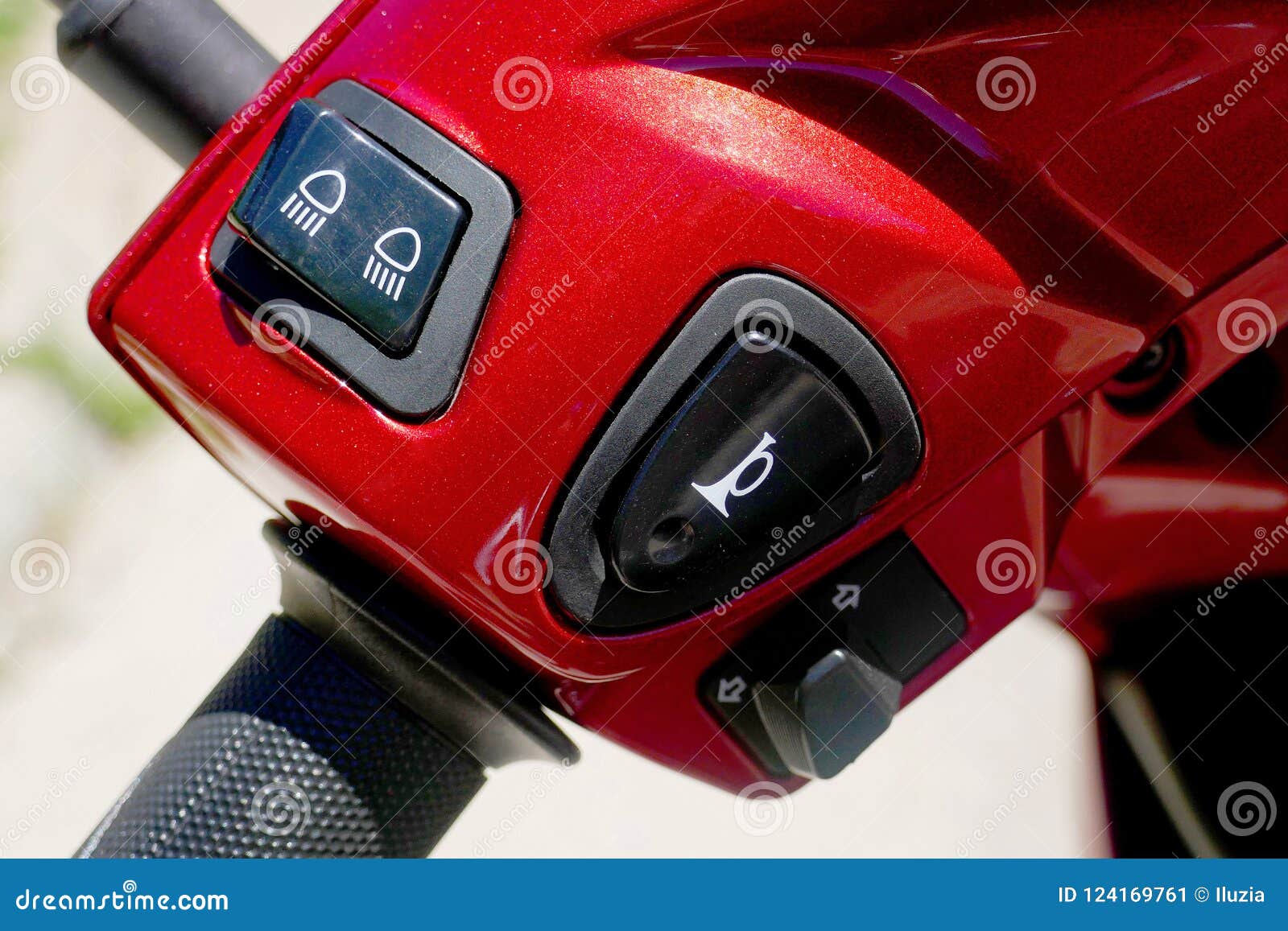 Switches Control Various Functions on an Motorcycle . Stock Image