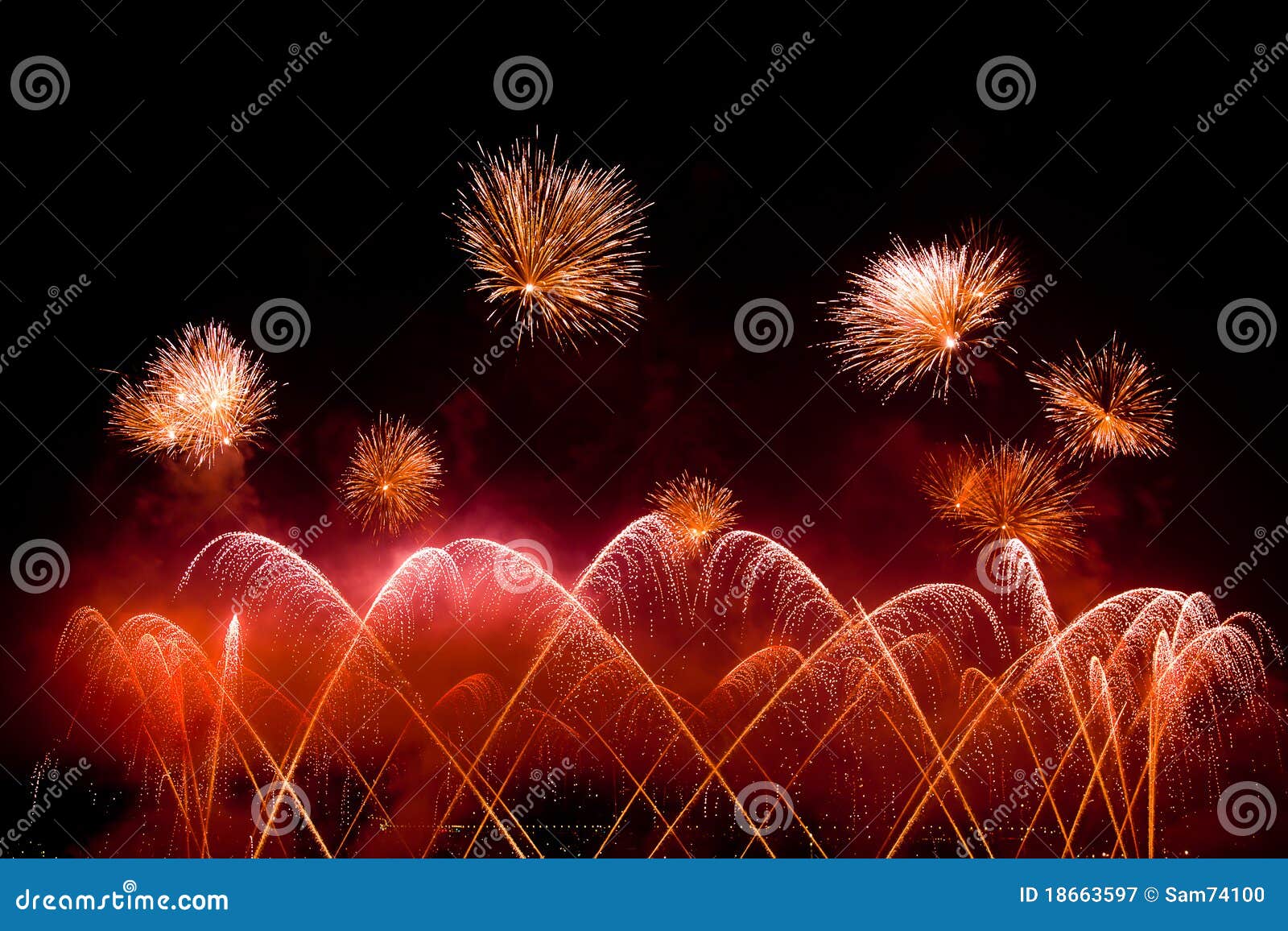 Switzerland Geneva Fireworks Stock Image Image of flame, fire 18663597