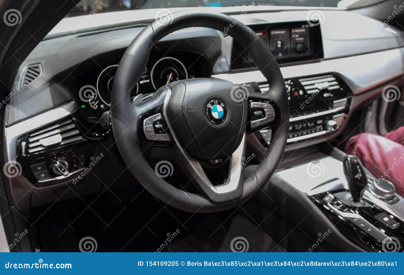 Switzerland; Geneva; March 11, 2019; BMW Serie 5 Berline Interior; the 89th  International Motor Show in Geneva from 7th To 17th of Editorial Image -  Image of automobile, screen: 154109205