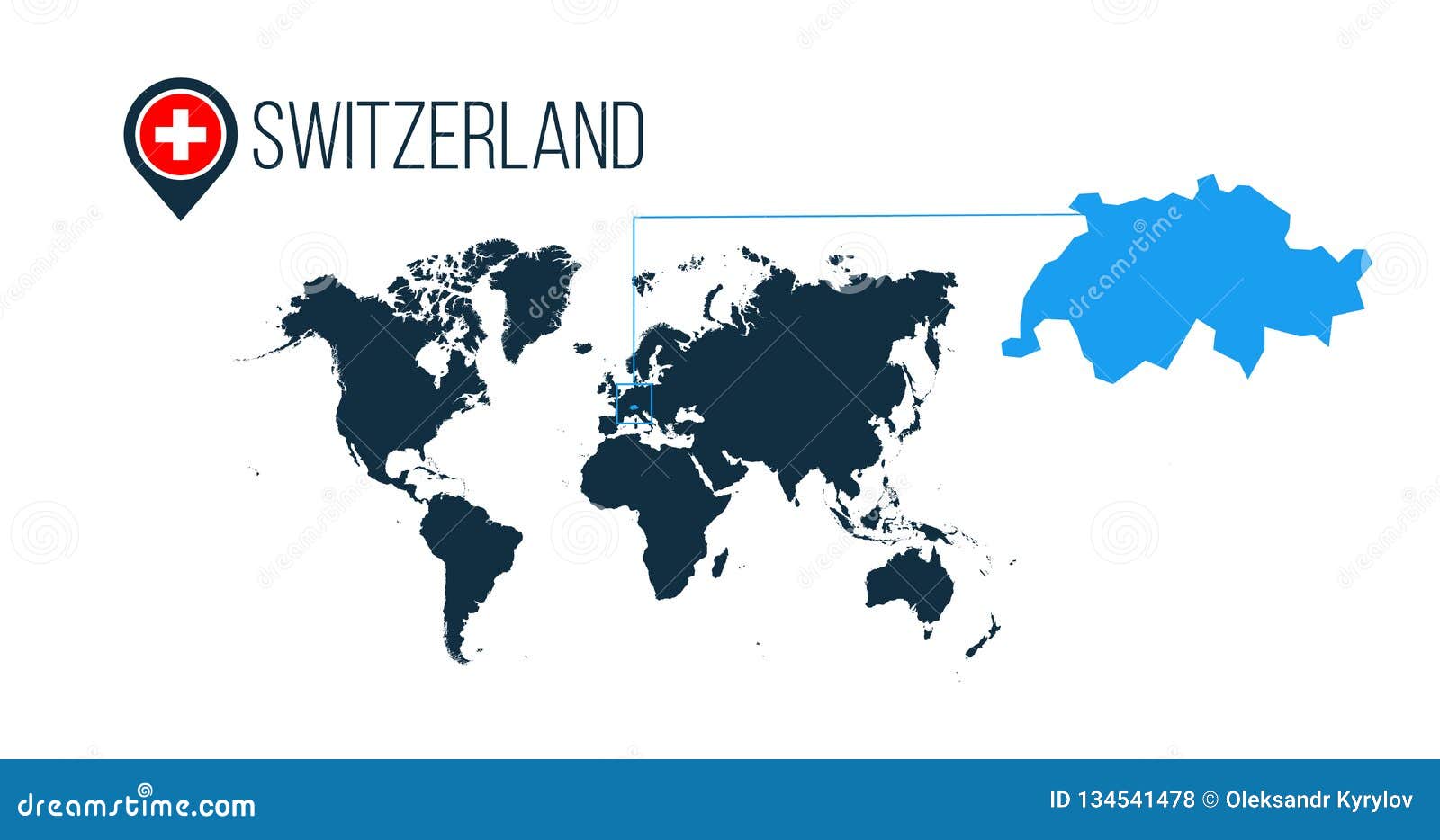 Switzerland Location On The World Map For Infographics All World