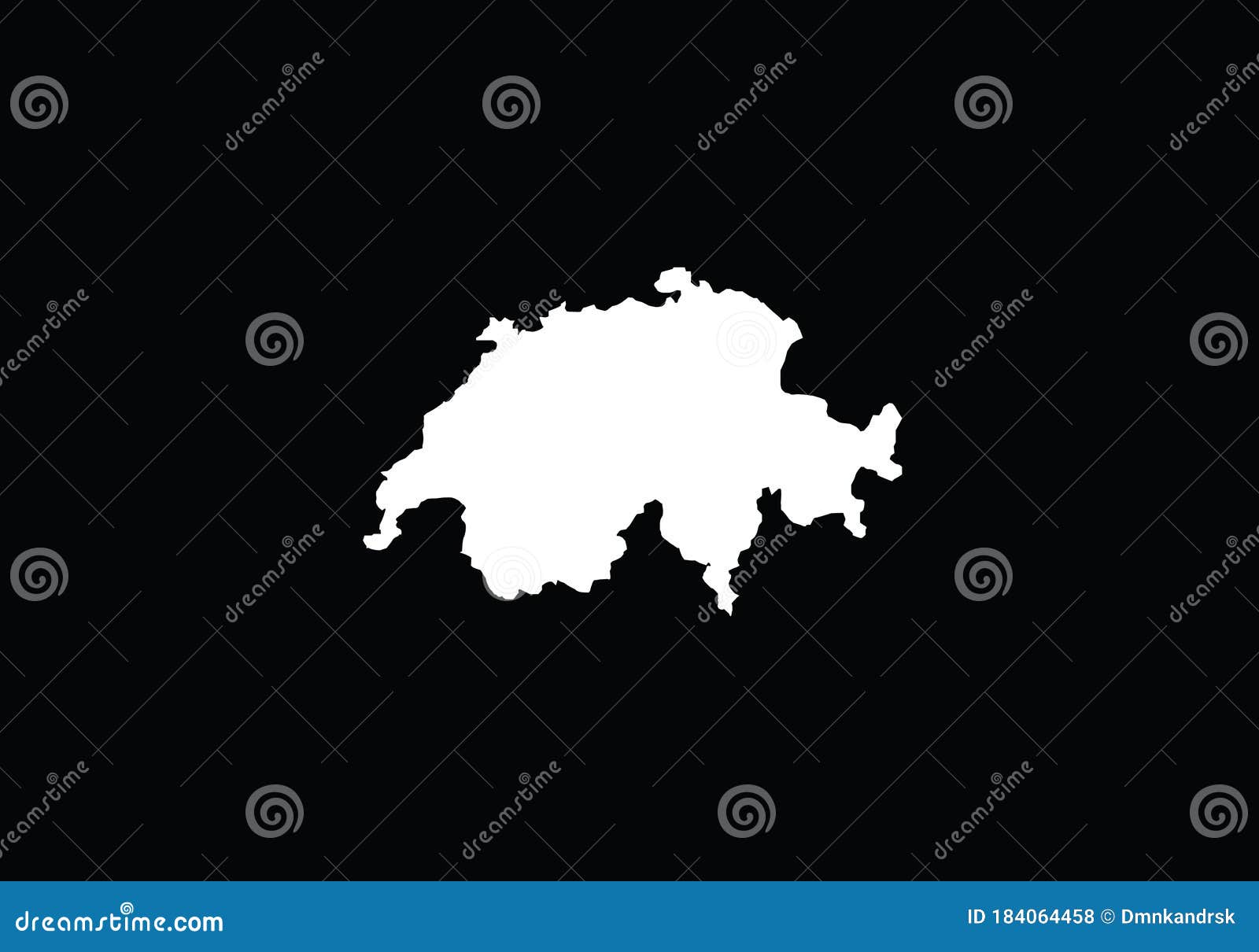 Switzerland Outline Map National Borders Stock Vector - Illustration of