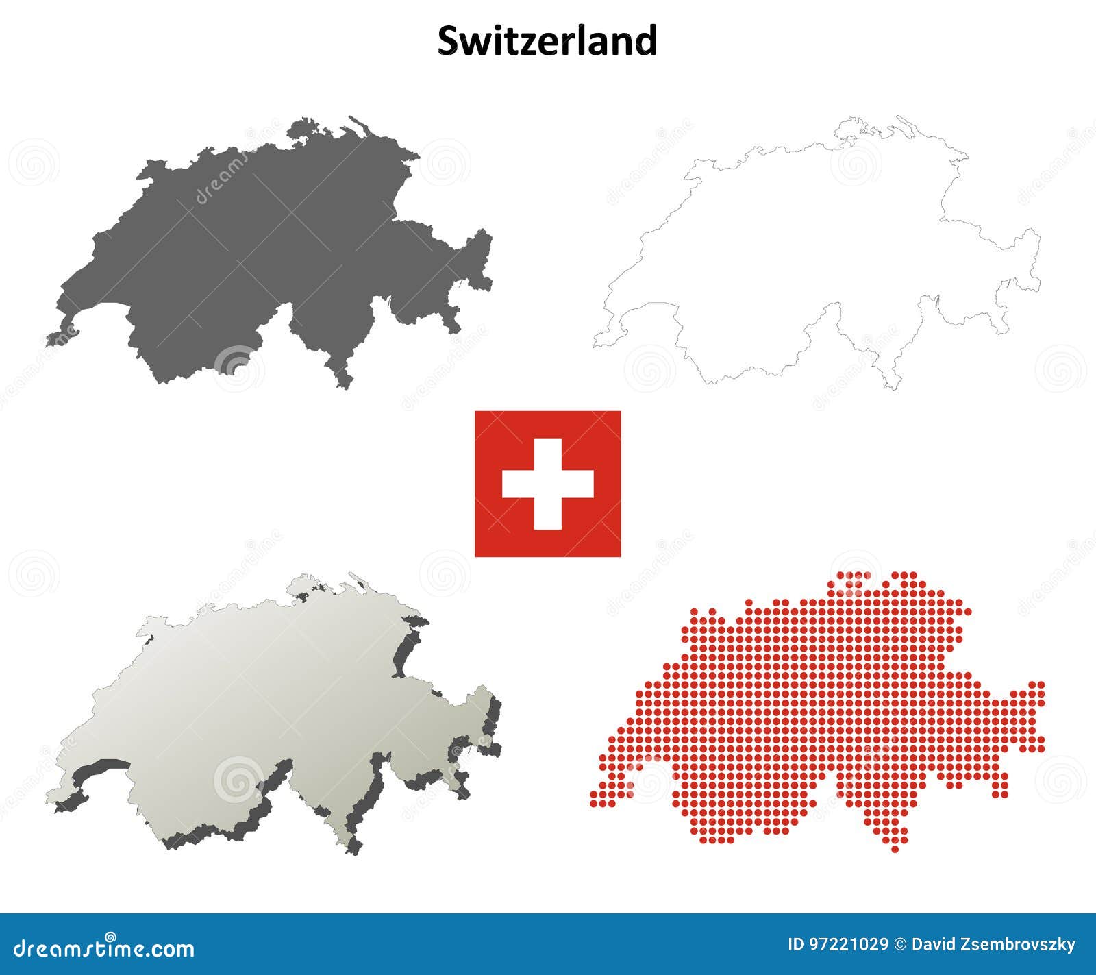 Switzerland Outline Map Set Stock Vector - Illustration of silhouette