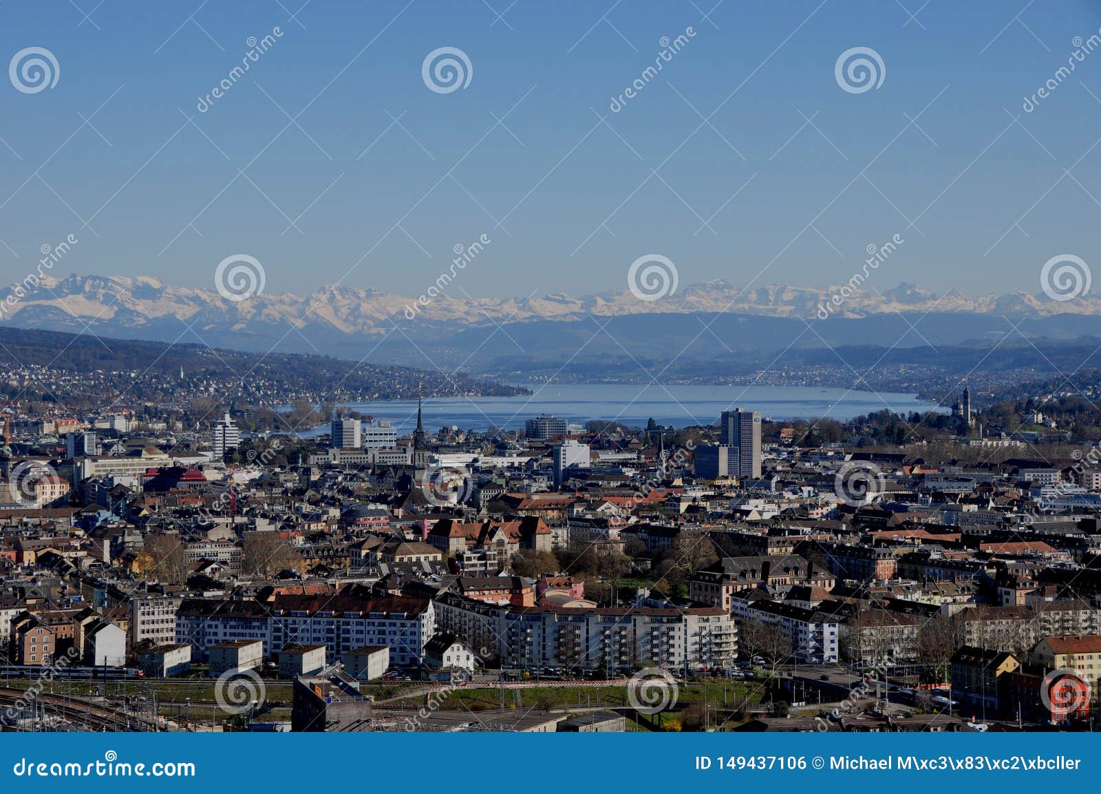 panoramic view of zÃÂ¼rich-city from switzerlands second highest skyscraper swiss prime tower