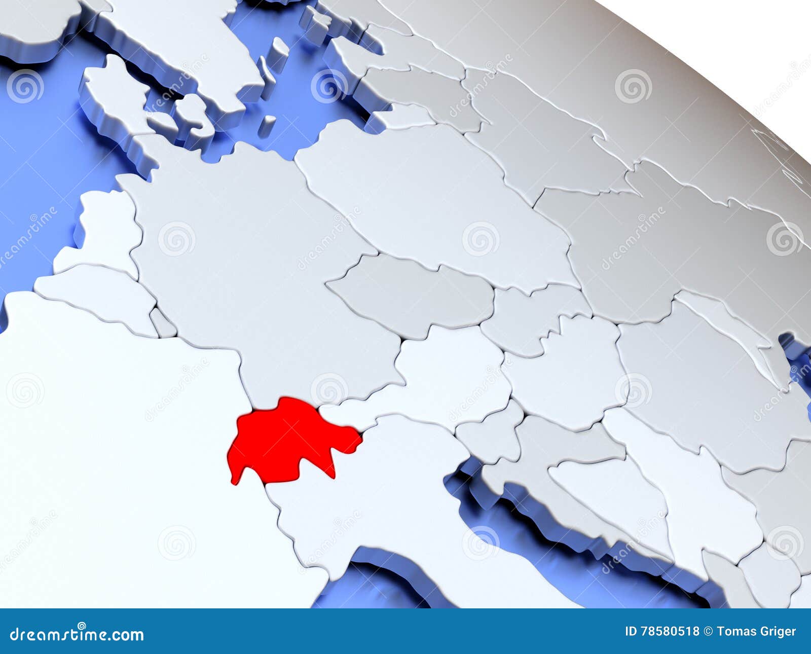 Switzerland on world map stock illustration. Illustration of