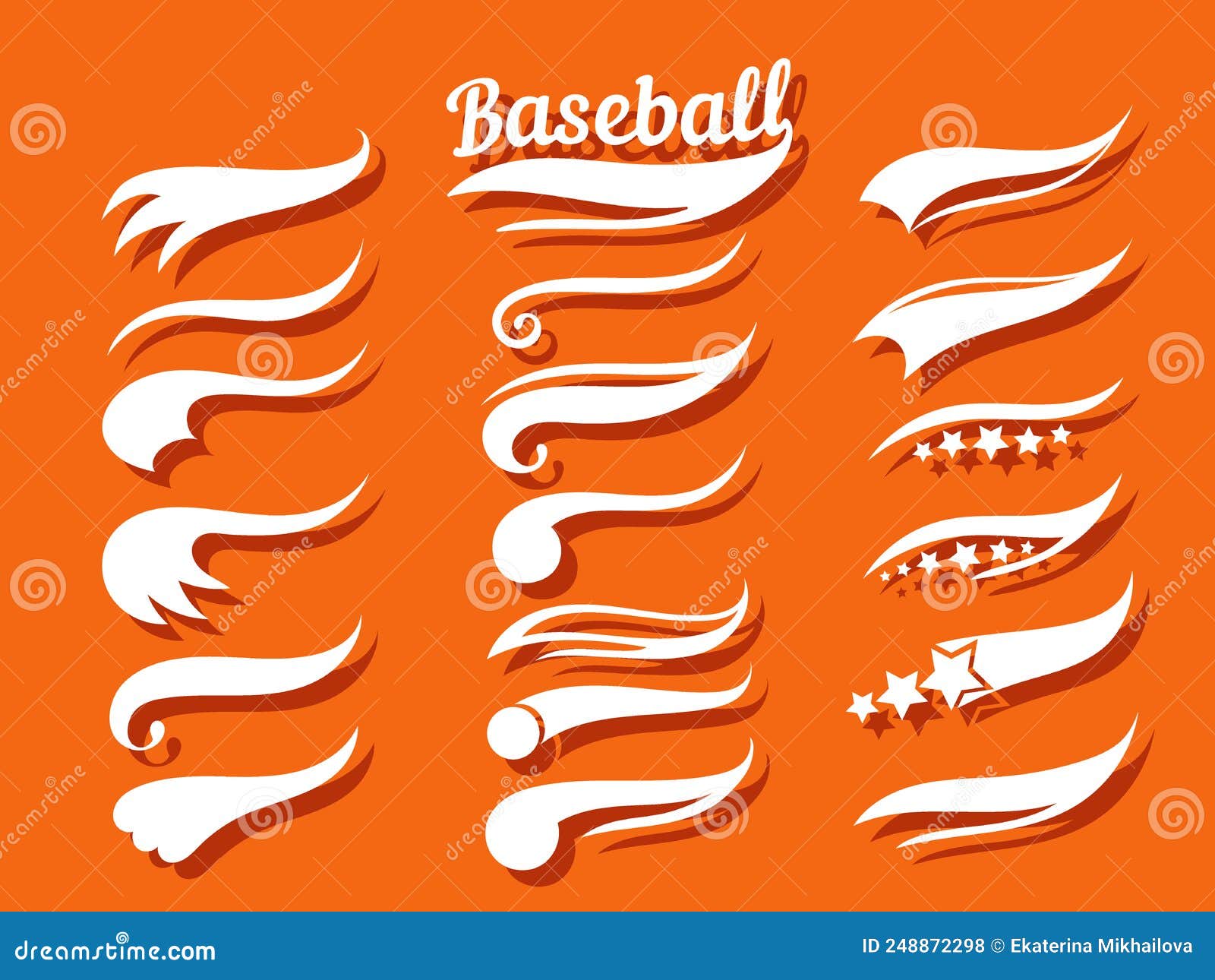 Swooshes Text Tails for Baseball Design. Sports Swash Underline