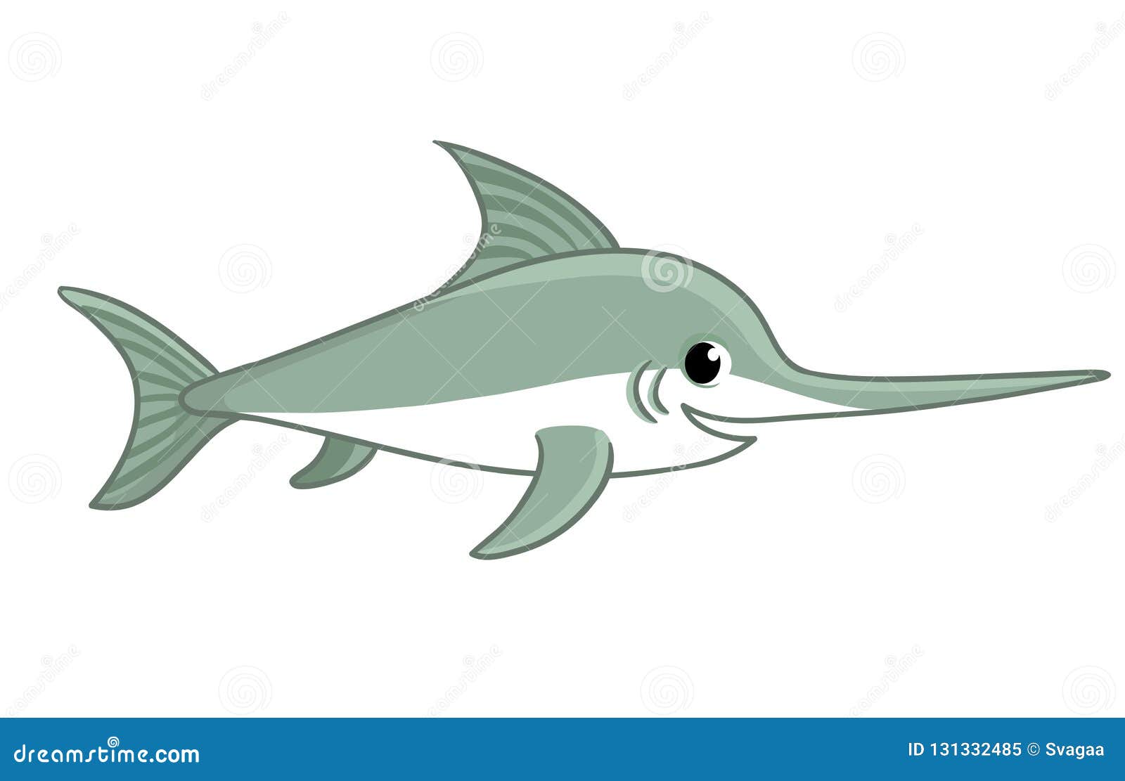 Swordfish Fish Black Silhouette Aquatic Animal Vector Illustration