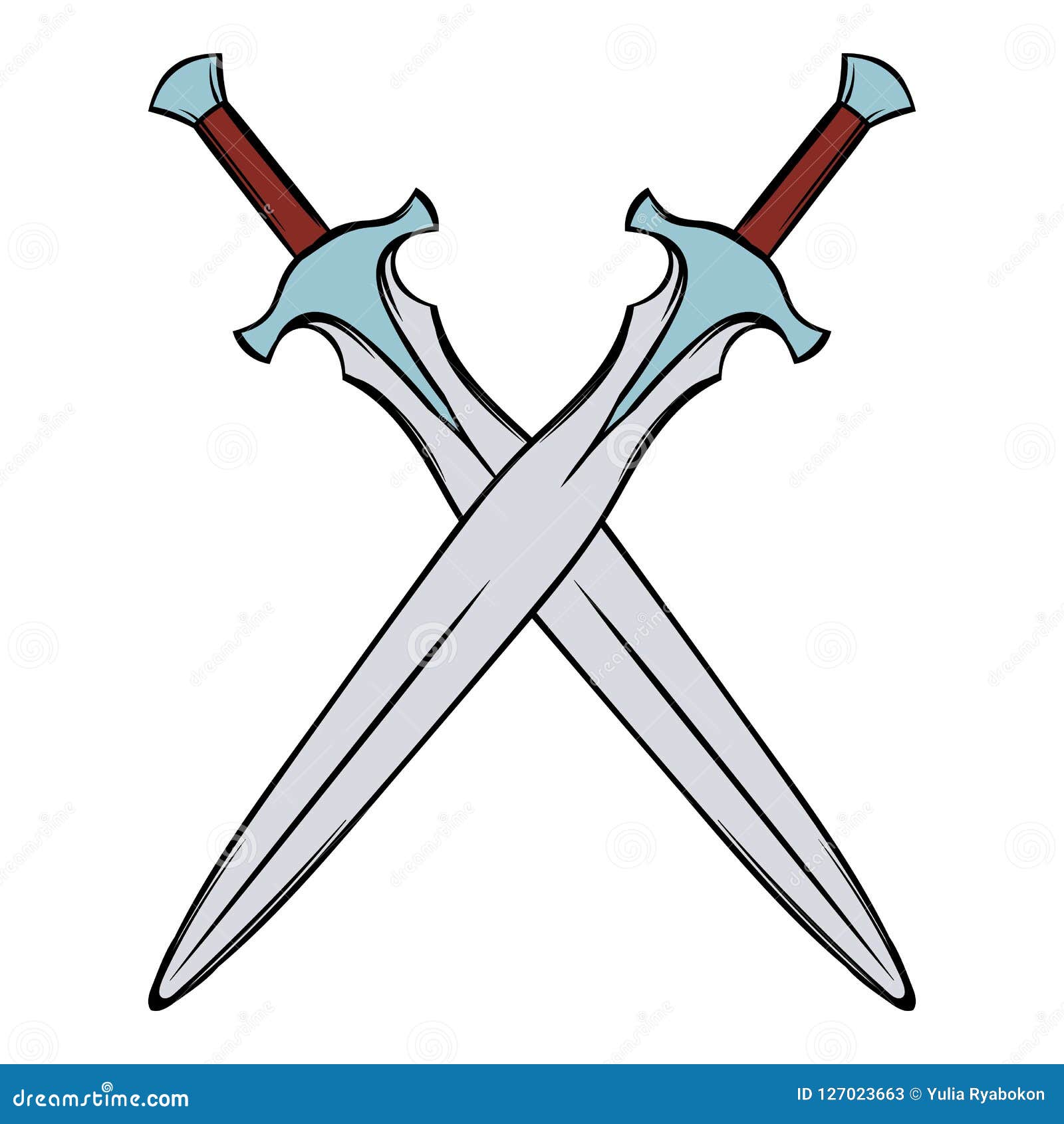 Crossed Swords - Vector Cartoon Illustration Royalty-Free Stock Image -  Storyblocks