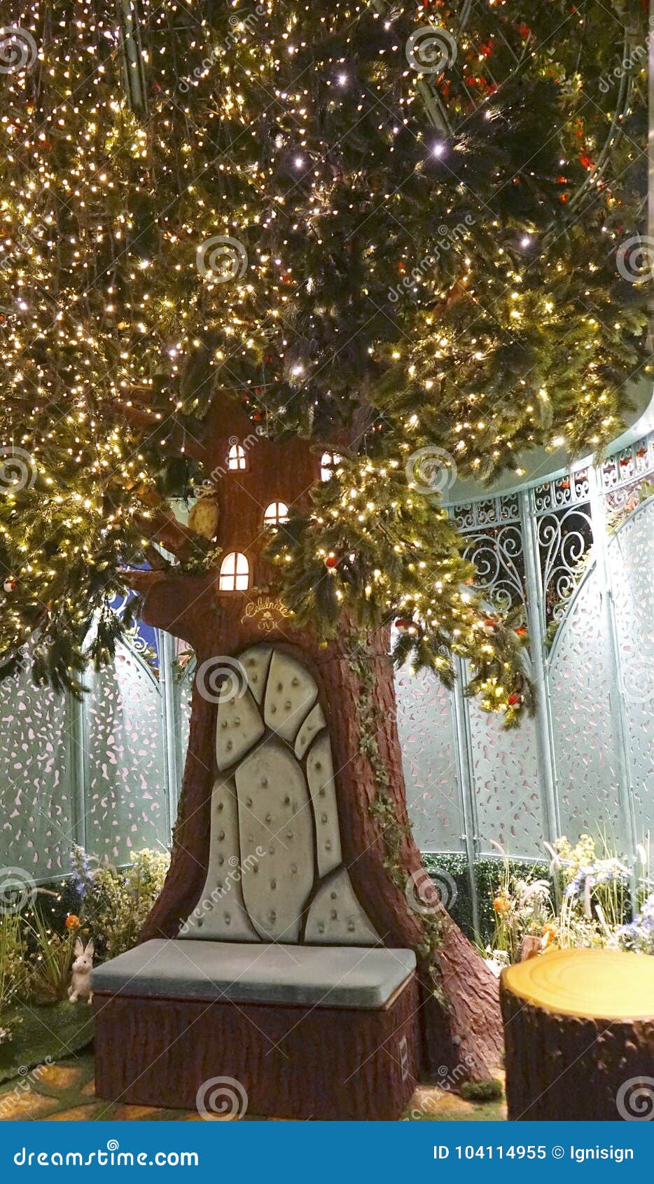 Santa S Greeting Place At Whimsical Garden Covered In Blooms And