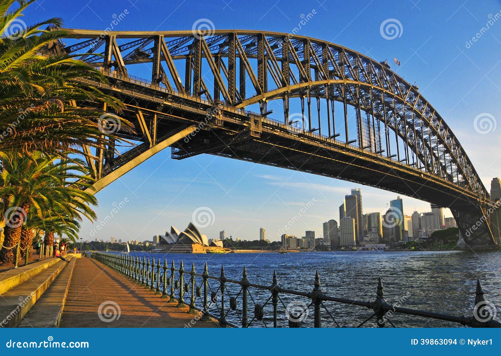 sydney harbour bridge with city skyline, sydney australia