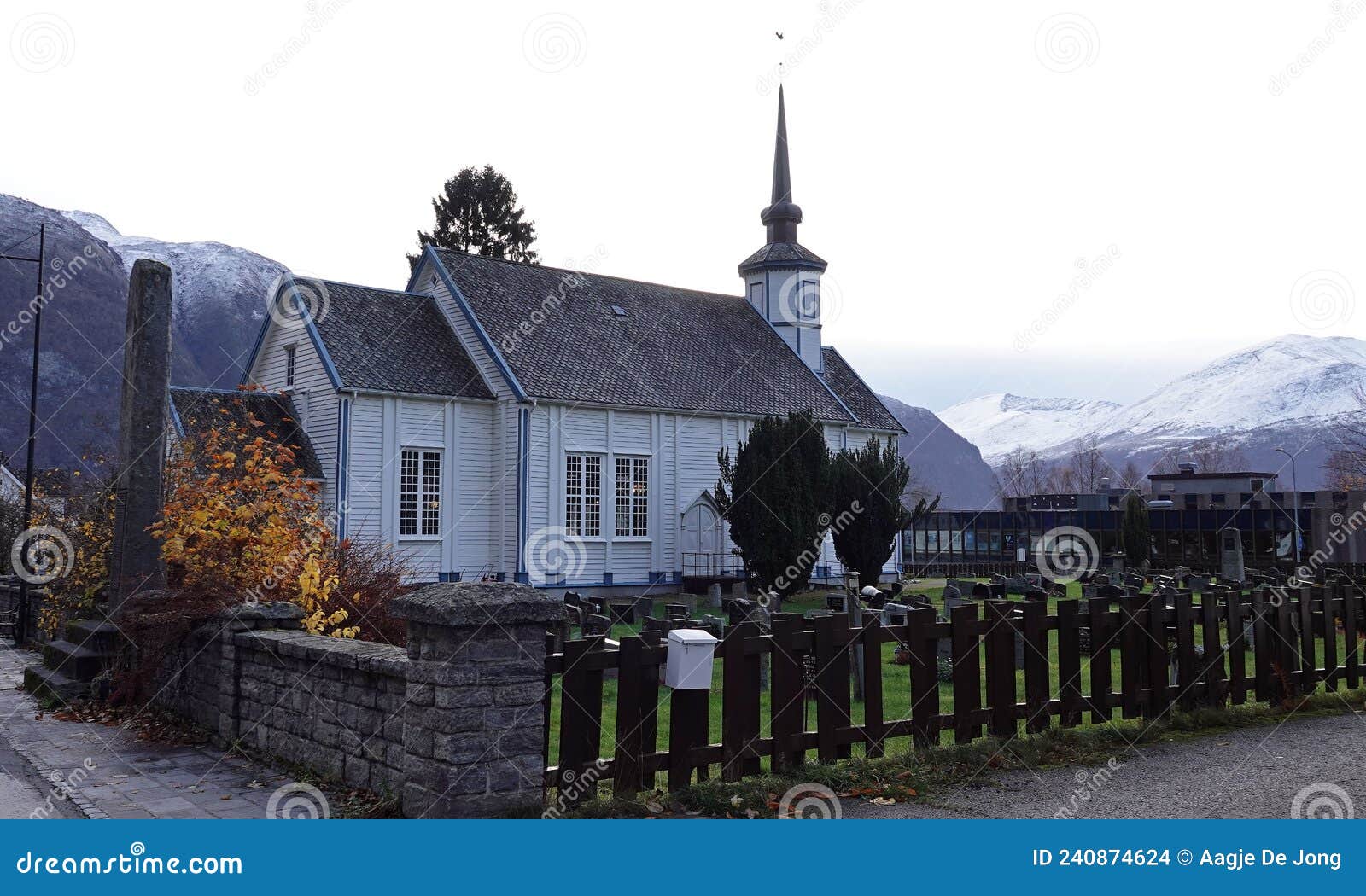 sylte church in autumn colours in valldal n norway